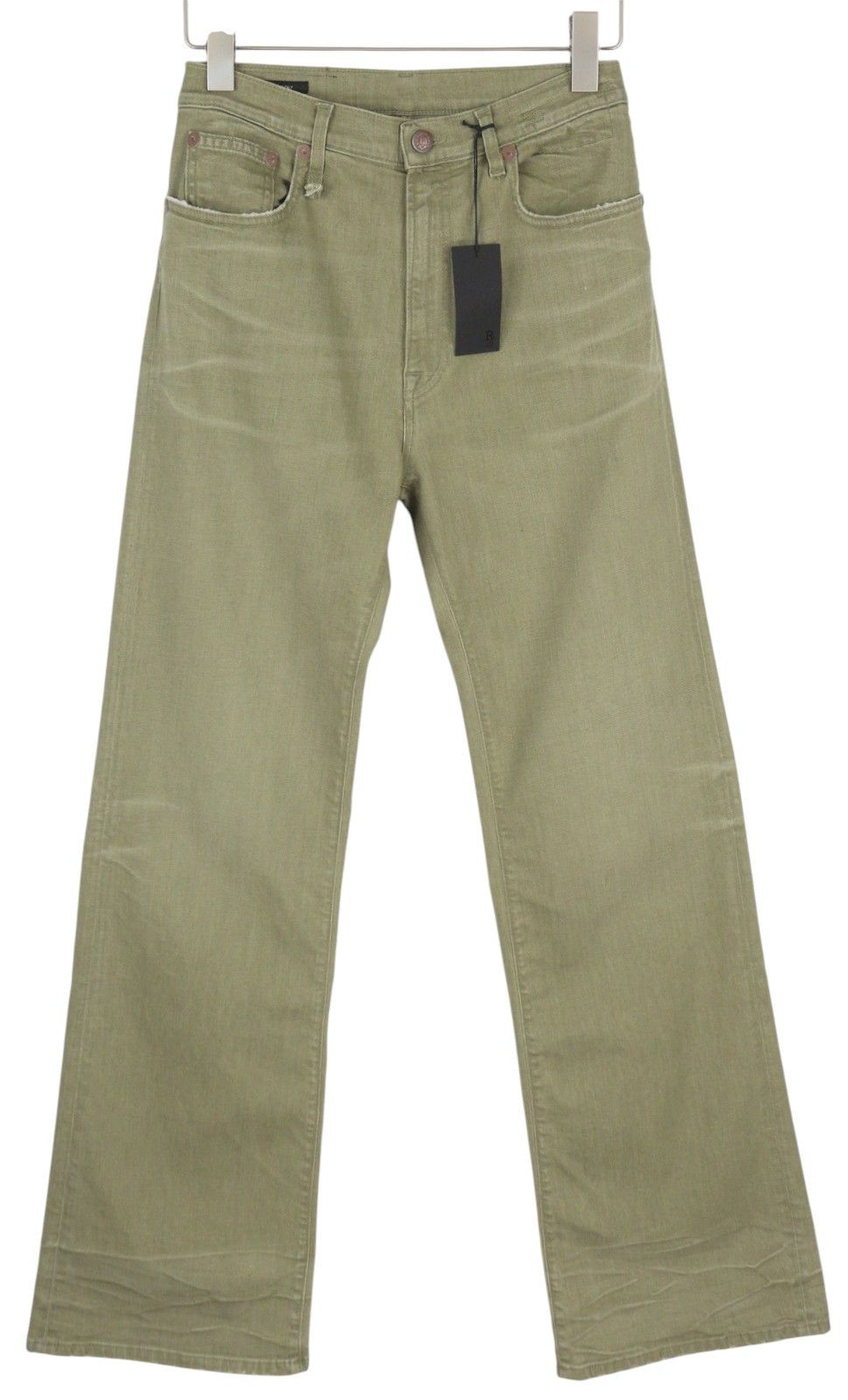 R13 JANE 28 Olive Green Stretch Loose Straight High Waist 86313 Size 28" / US 6 / IT 42 - 2 Thumbnail