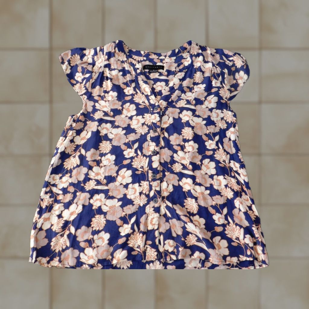 Sanctuary Sanctuary Blouse Sleeveless Collared Cotton? No, Rayon Floral Blue S Women Shirt Size S / US 4 / IT 40 - 1 Thumbnail