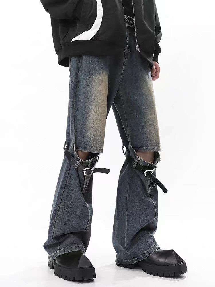 Japanese Brand × Jean Vintage street ripped micro flare jeans Size US 34 / EU 50 - 1 Thumbnail