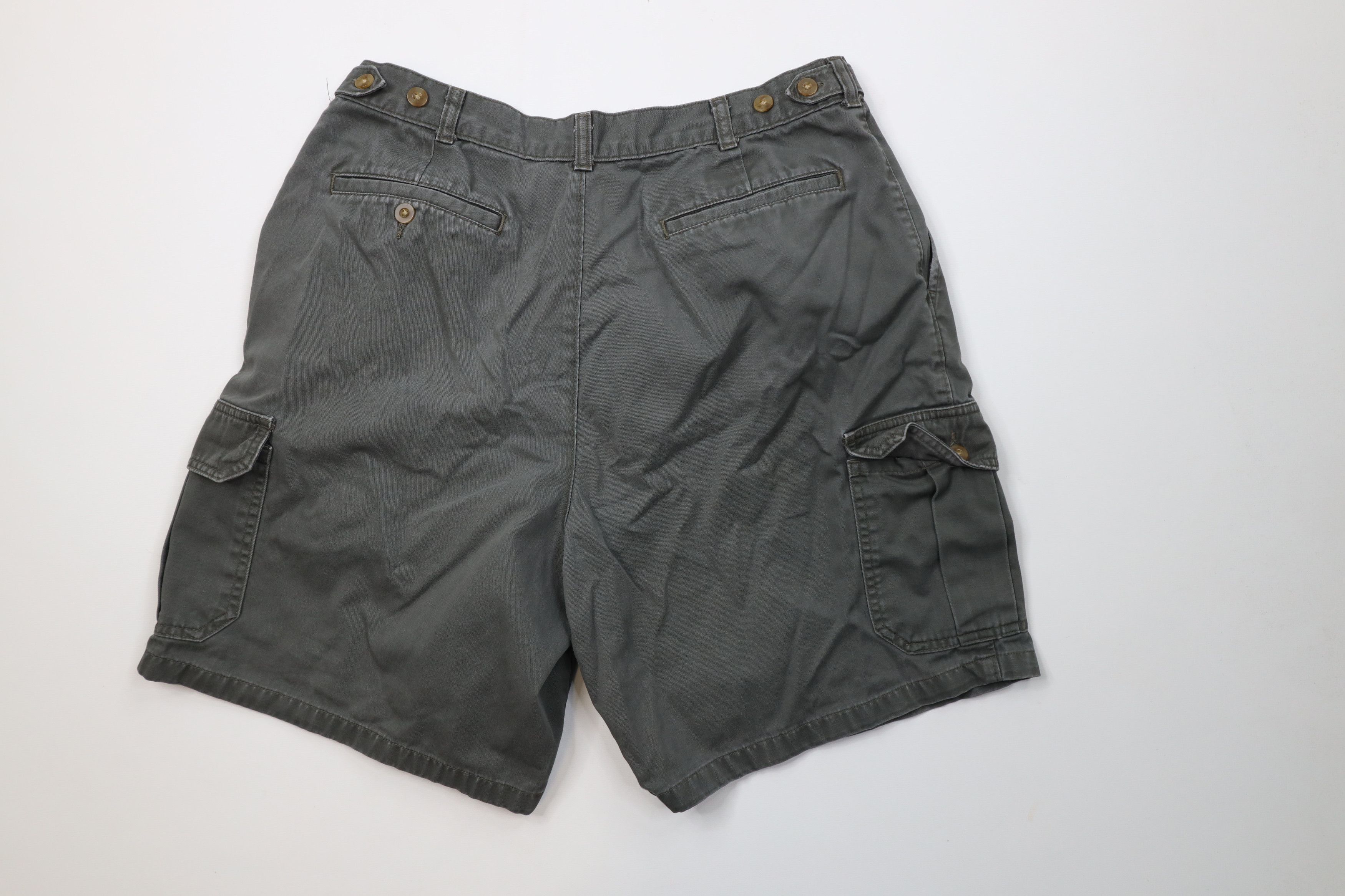 Vintage Vintage 90s Streetwear Above Knee Cargo Shorts Green Cotton Size US 36 / EU 52 - 8 Thumbnail