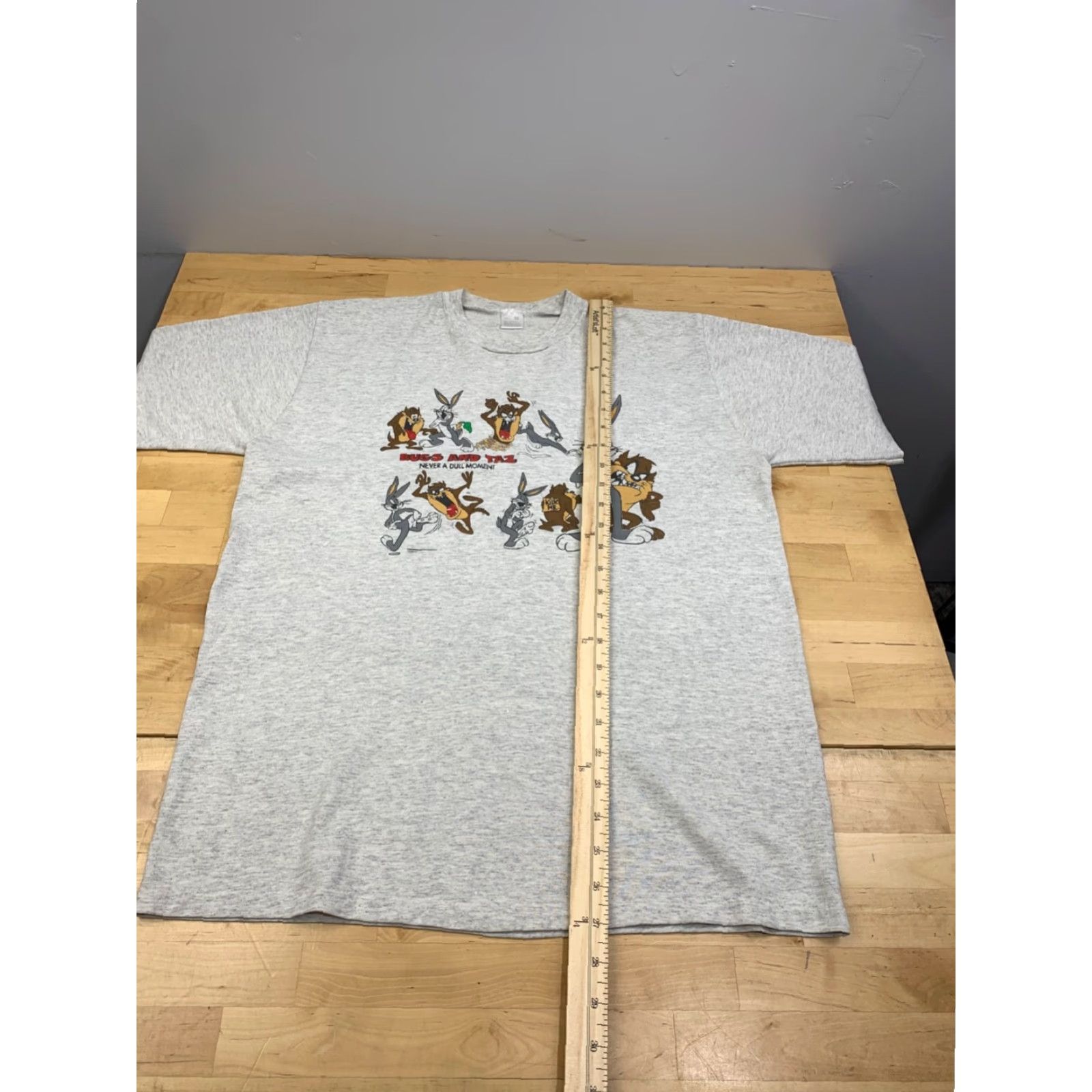 Vintage VINTAGE Bugs and Taz Never a Dull Moment T Shirt Mens M Gray 90s Cartoon, Warner Bros. Shirt Mens M Gray Size US M / EU 48-50 / 2 - 6 Thumbnail