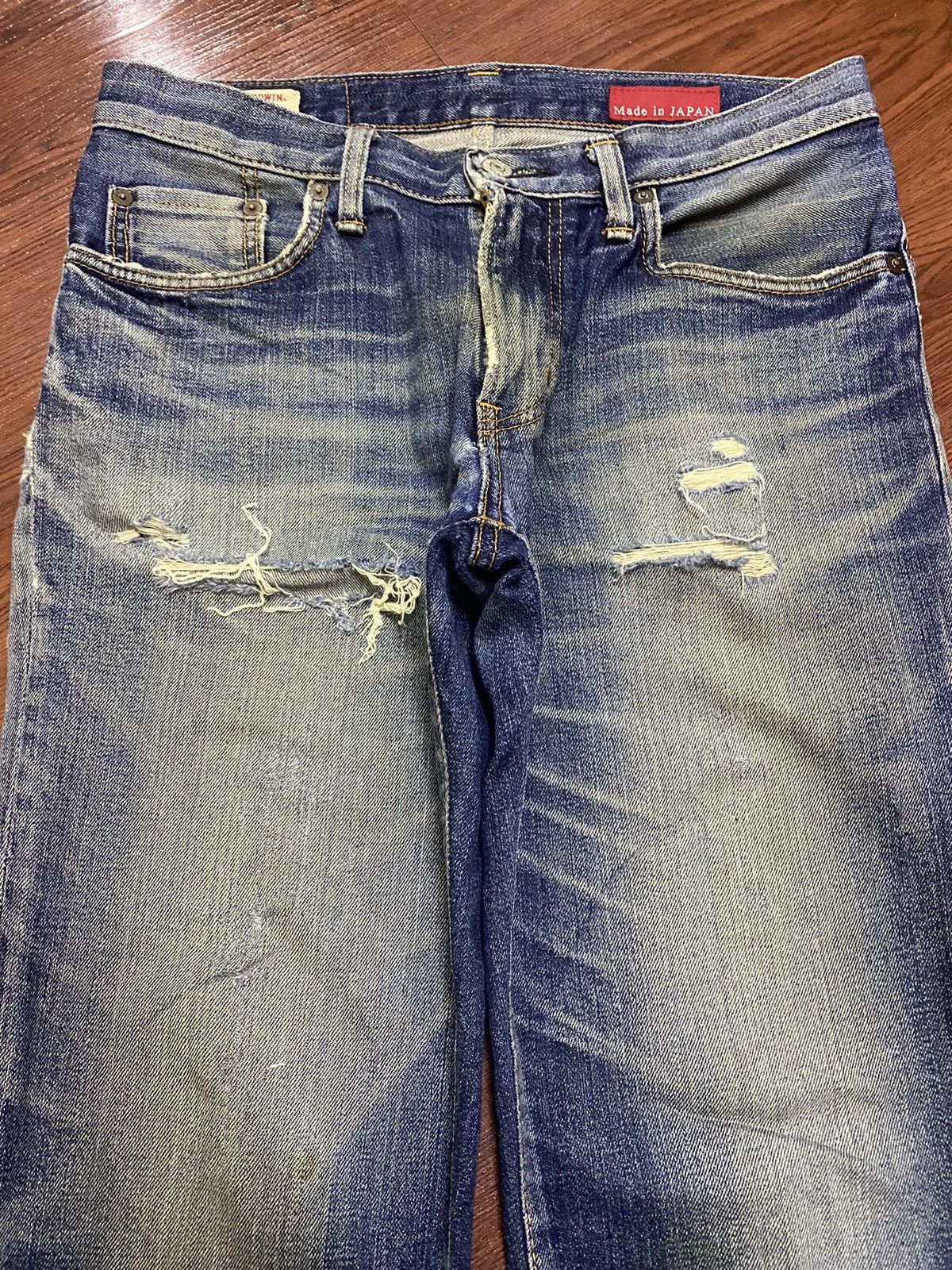 Japanese Brand Vintage Edwin503 Limited Blue Wash Distressed Loose Jeans Size US 31 - 3 Thumbnail