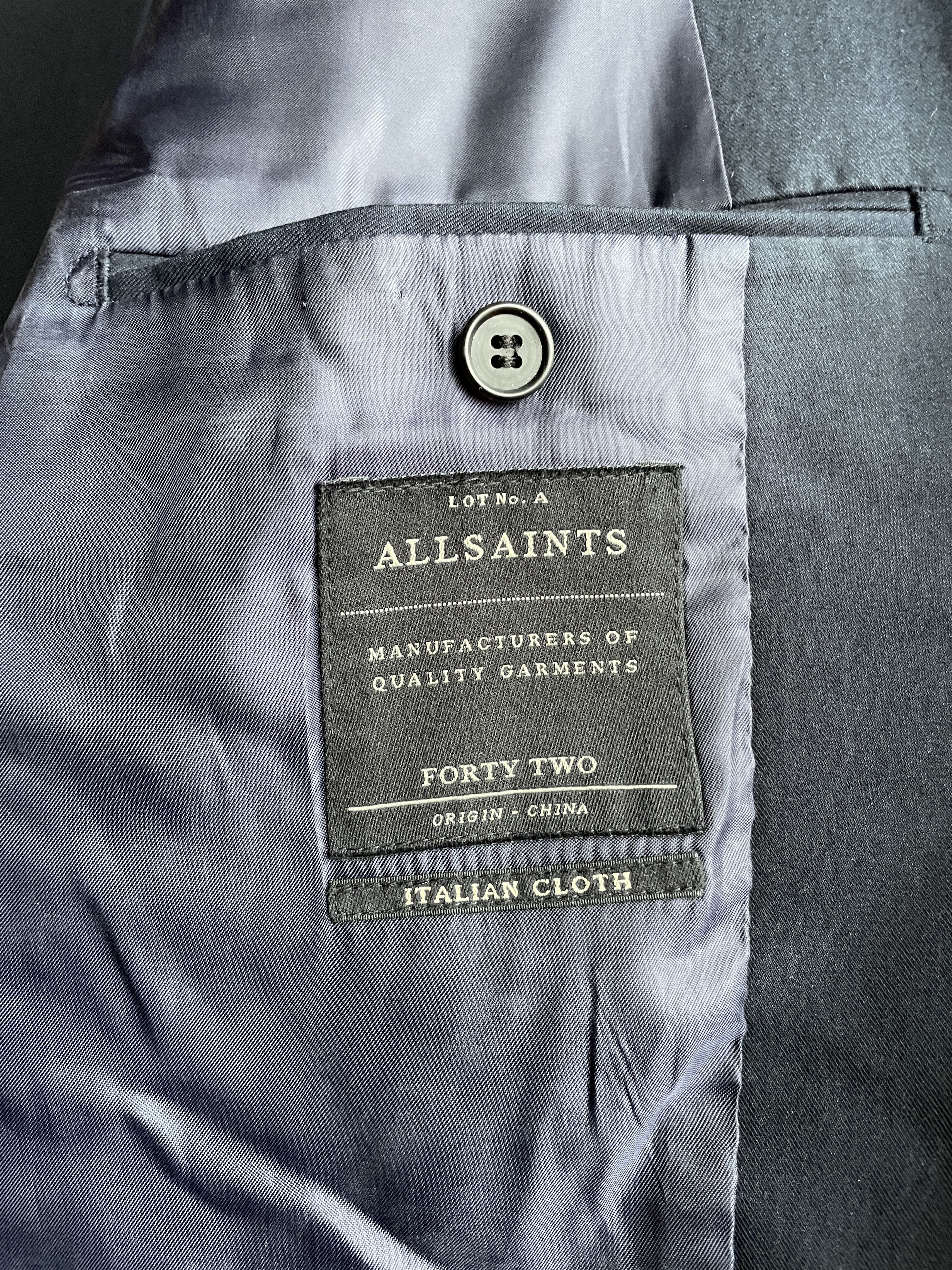 Allsaints Allsaints Unlined Cotton Navy Javal Blazer Size UK/US 42 Size 42R - 7 Thumbnail