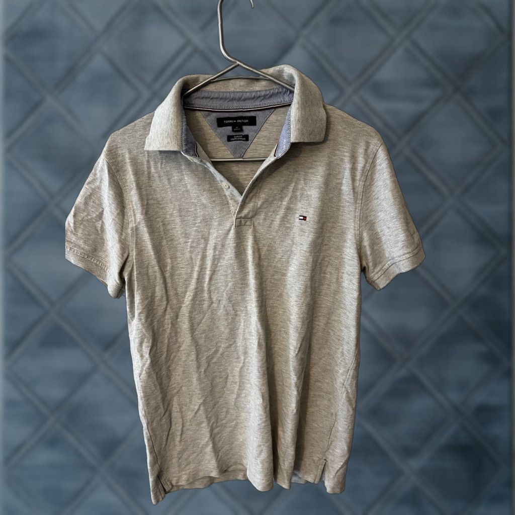 Tommy Hilfiger TOMMY HILFIGER Men's Slim Fit Short Sleeve Polo Shirt Medium Gray Size US M / EU 48-50 / 2 - 1 Thumbnail