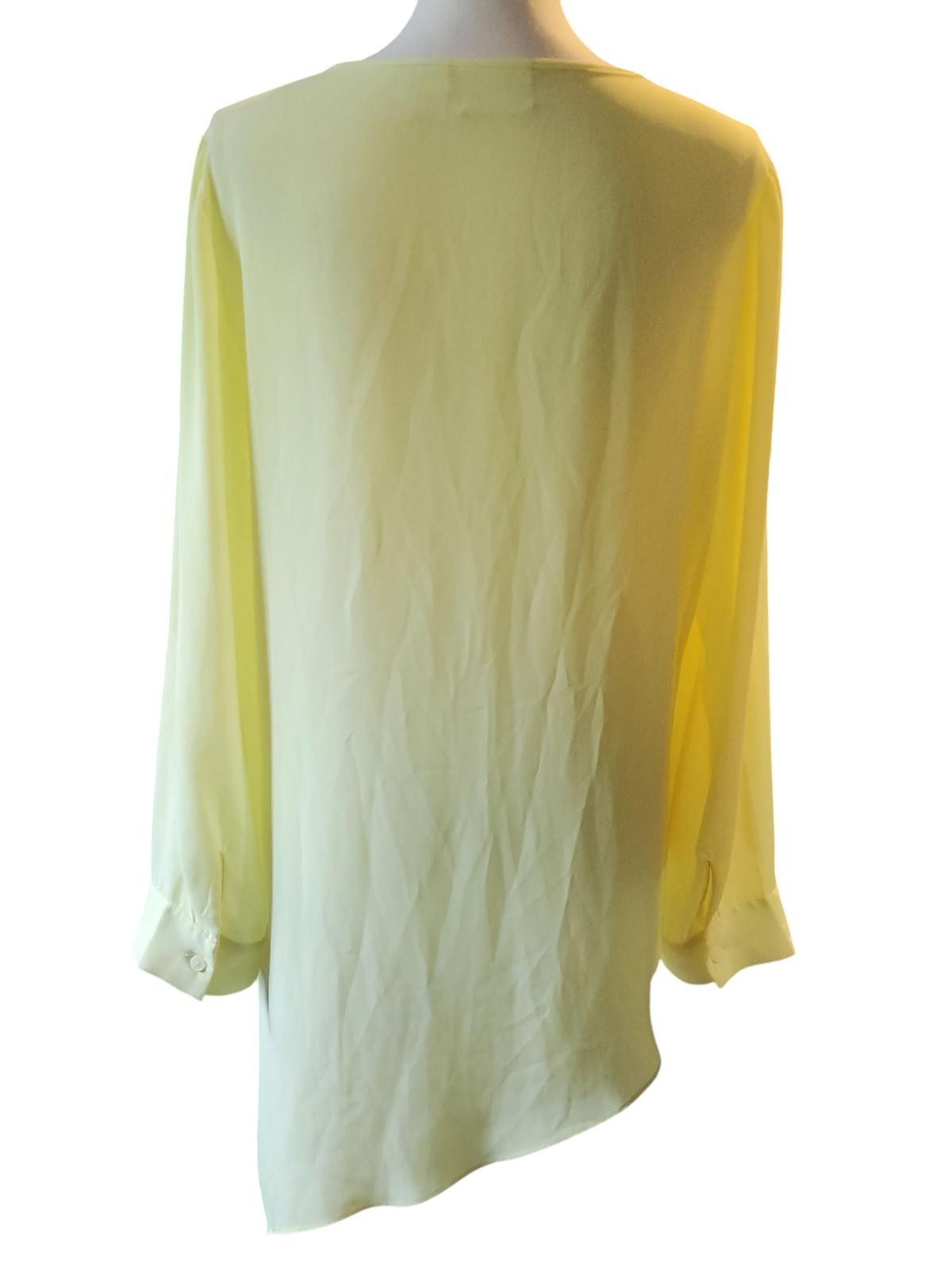 Chicos Chico's Light Yellow Long Sleeve Asymmetrical Blouse Size 11 Size M / US 6-8 / IT 42-44 - 5 Thumbnail