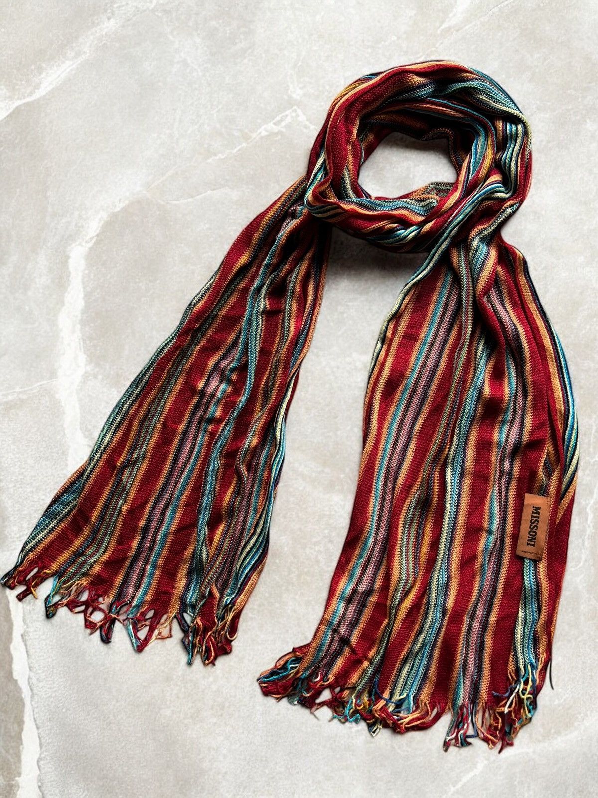 Missoni × Vintage MISSONI Multicoloured SCARF 180cm vintage muffler luxury y2k Size ONE SIZE - 7 Thumbnail