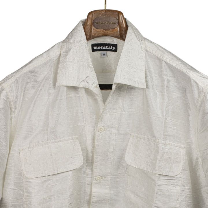 Monitaly - SS 50s Milano relaxed shirt in pearl dupioni silk