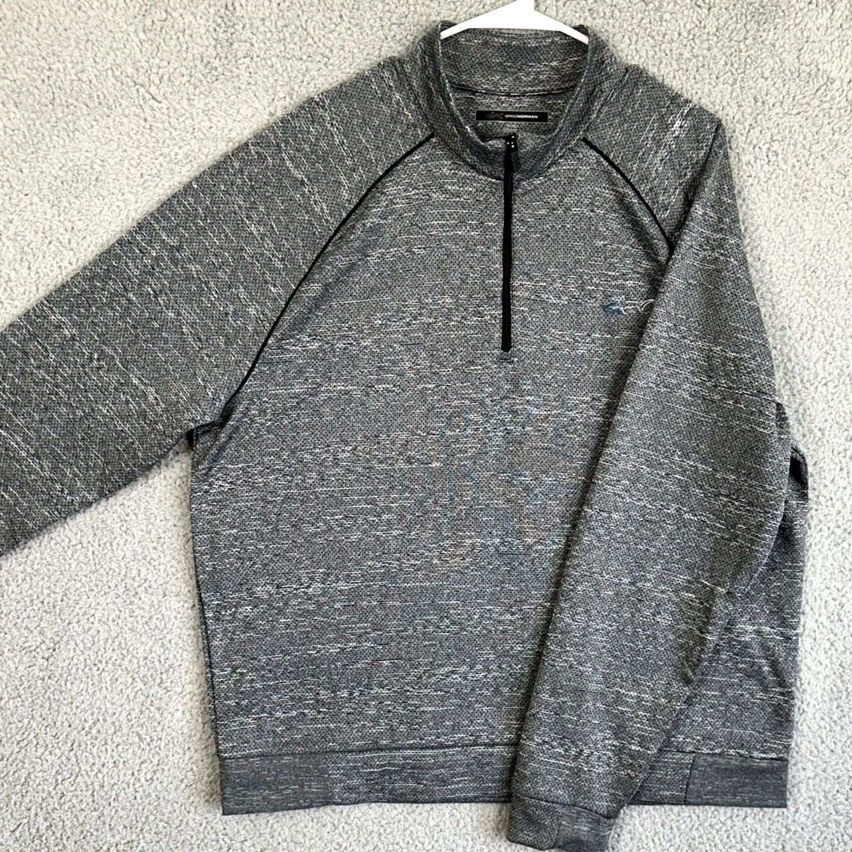 Logo 7 Greg Norman Sweater Pullover Mens XL Gray Black Fleece Lined 1/4 Zip Logo Mock Neck Outdoor Knits Solid Knit-Style Size US XL / EU 56 / 4 - 2 Thumbnail