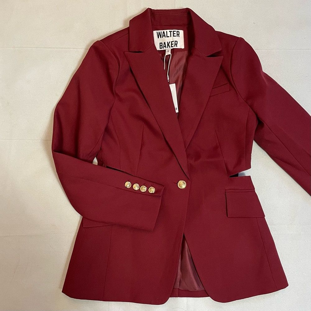 Other NWT New $288 Walter Baker Felicia Merlot Cut Out Blazer Siz Size S / US 4 / IT 40 - 6 Thumbnail