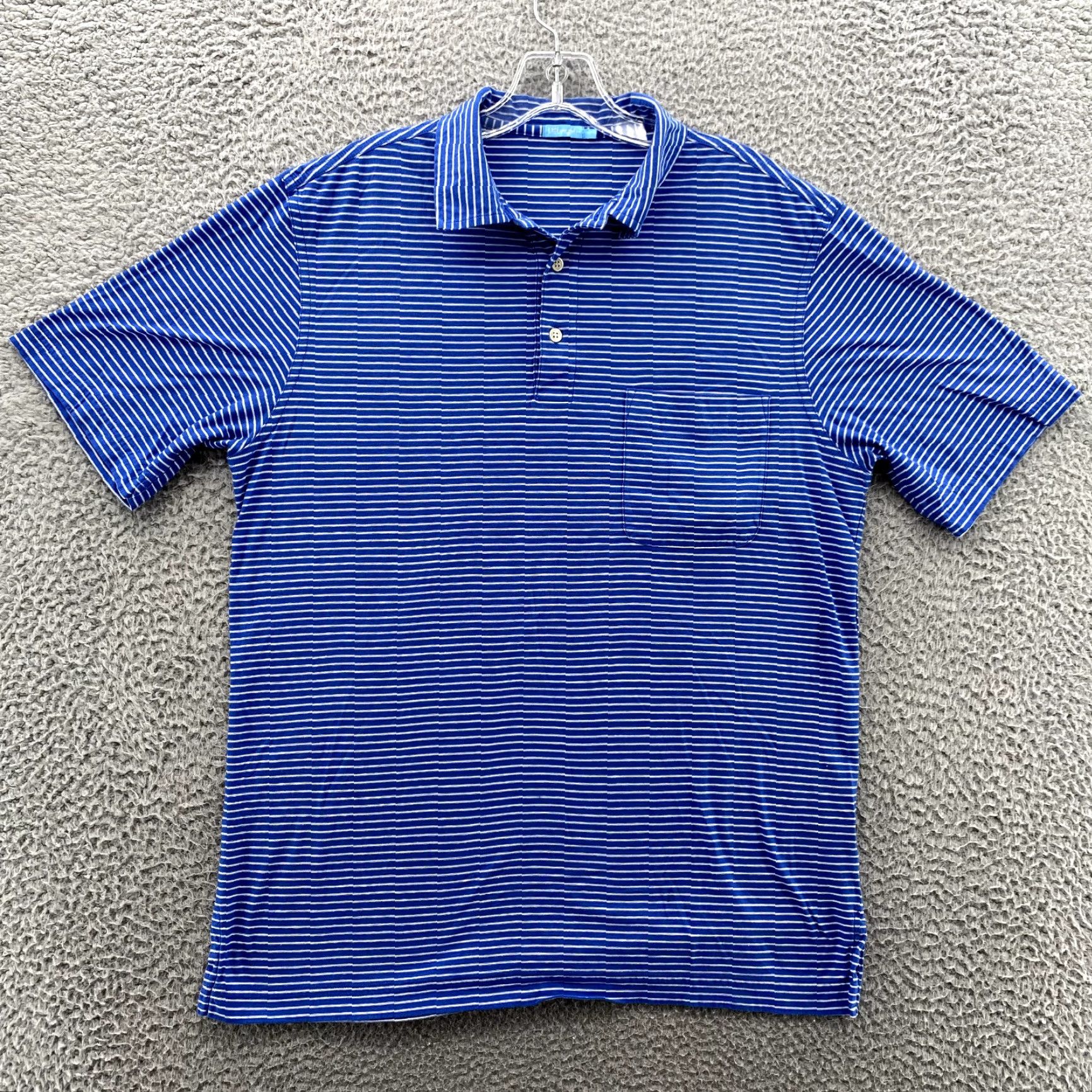 J.McLaughlin J. McLaughlin Polo Shirt Mens Medium Blue Striped Golf Preppy Tennis Core Sports Shirt Size US M / EU 48-50 / 2 - 2 Thumbnail