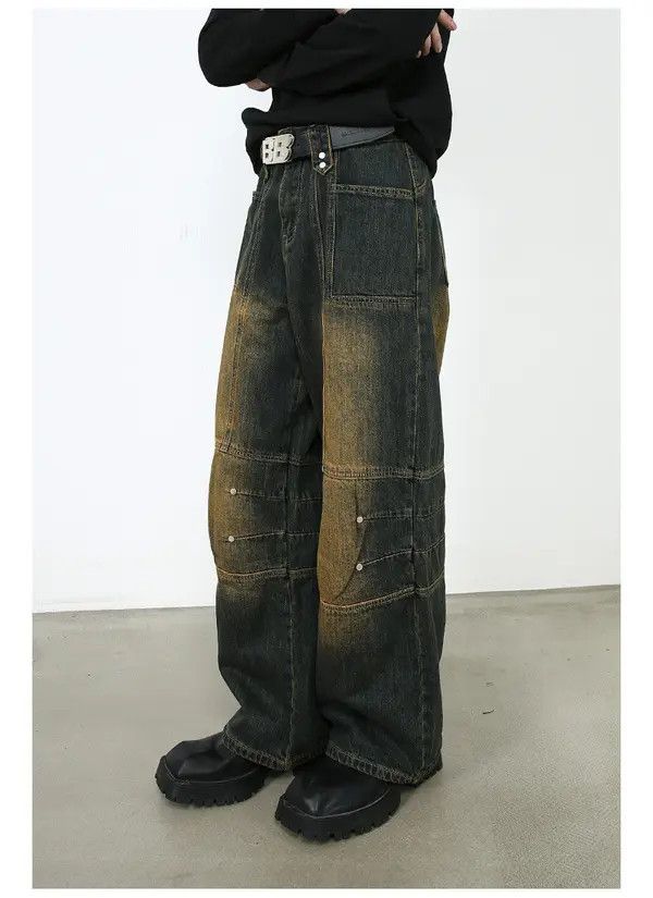 Japanese Brand Vintage washed distressed loose-fitting cargo jeans Size US 32 / EU 48 - 3 Thumbnail