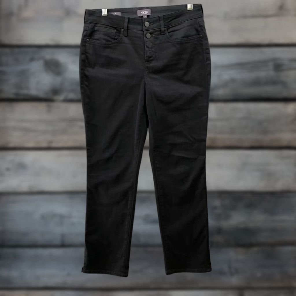 NYDJ NYDJ Sheri Slim Ankle Jeans Womens Size 4 Black Mid Rise Slimming Lift Tuck Denim Cotton Blend Jeans 27in Inseam Womens Size 27" / US 4 / IT 40 - 1 Thumbnail