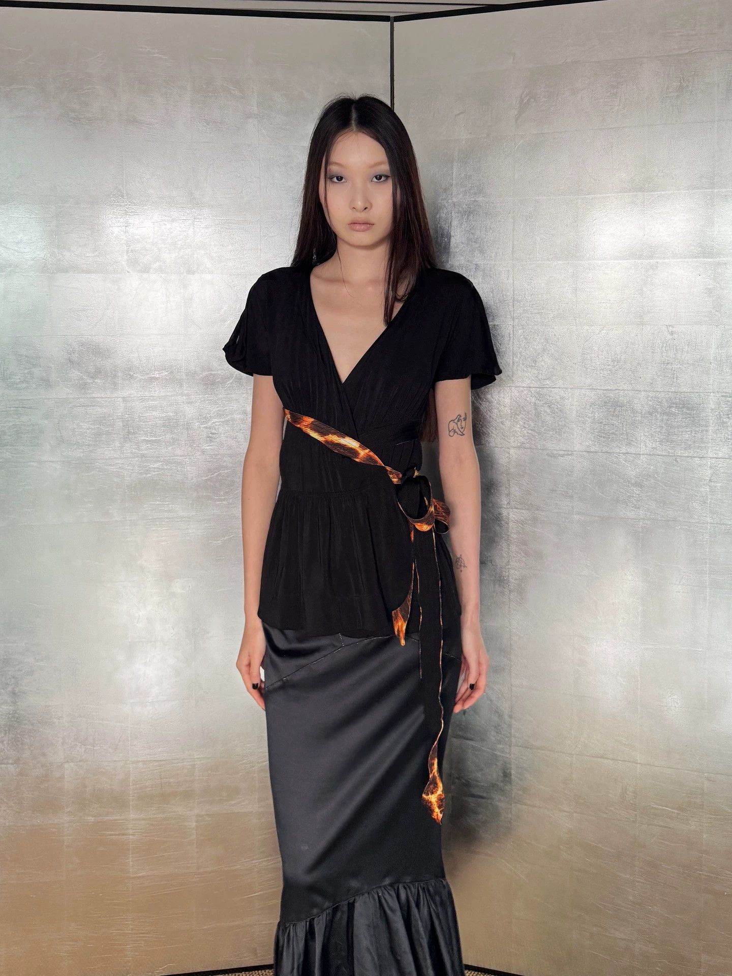 Just Cavalli Women's Just Cavalli Shoulder-Cutout Tie-Waist Top Size S / US 4 / IT 40 - 2 Thumbnail
