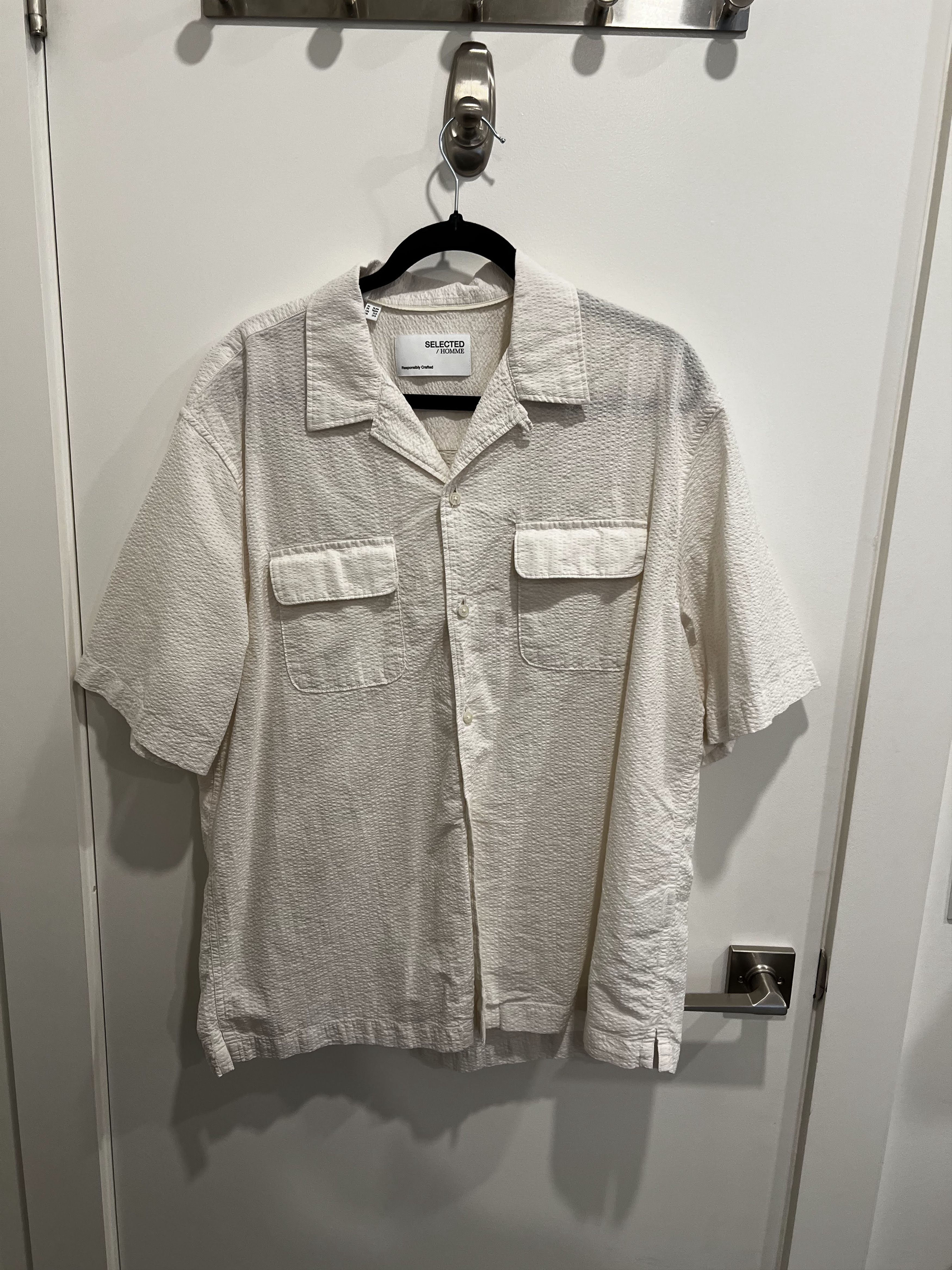 Selected Homme Short Sleeve Seersucker Camp Collar Size US XL / EU 56 / 4 - 1 Thumbnail