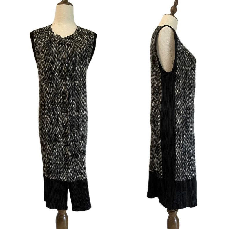Issey Miyake Issey Miyake A black and grey main line herringbone dress Size M / US 6-8 / IT 42-44 - 1 Thumbnail