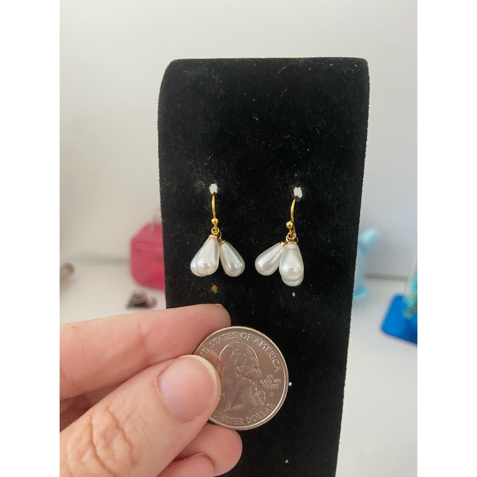 Handmade Faux pearl earrings gold tone Size ONE SIZE - 2 Thumbnail