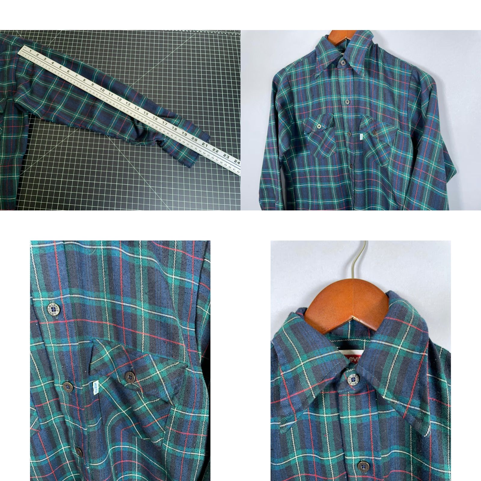 Levi's VINTAGE Levi's Western Shirt Adult Small Green Plaid 70s Cotton Flannel Workwear Mens Size US S / EU 44-46 / 1 - 8 Thumbnail