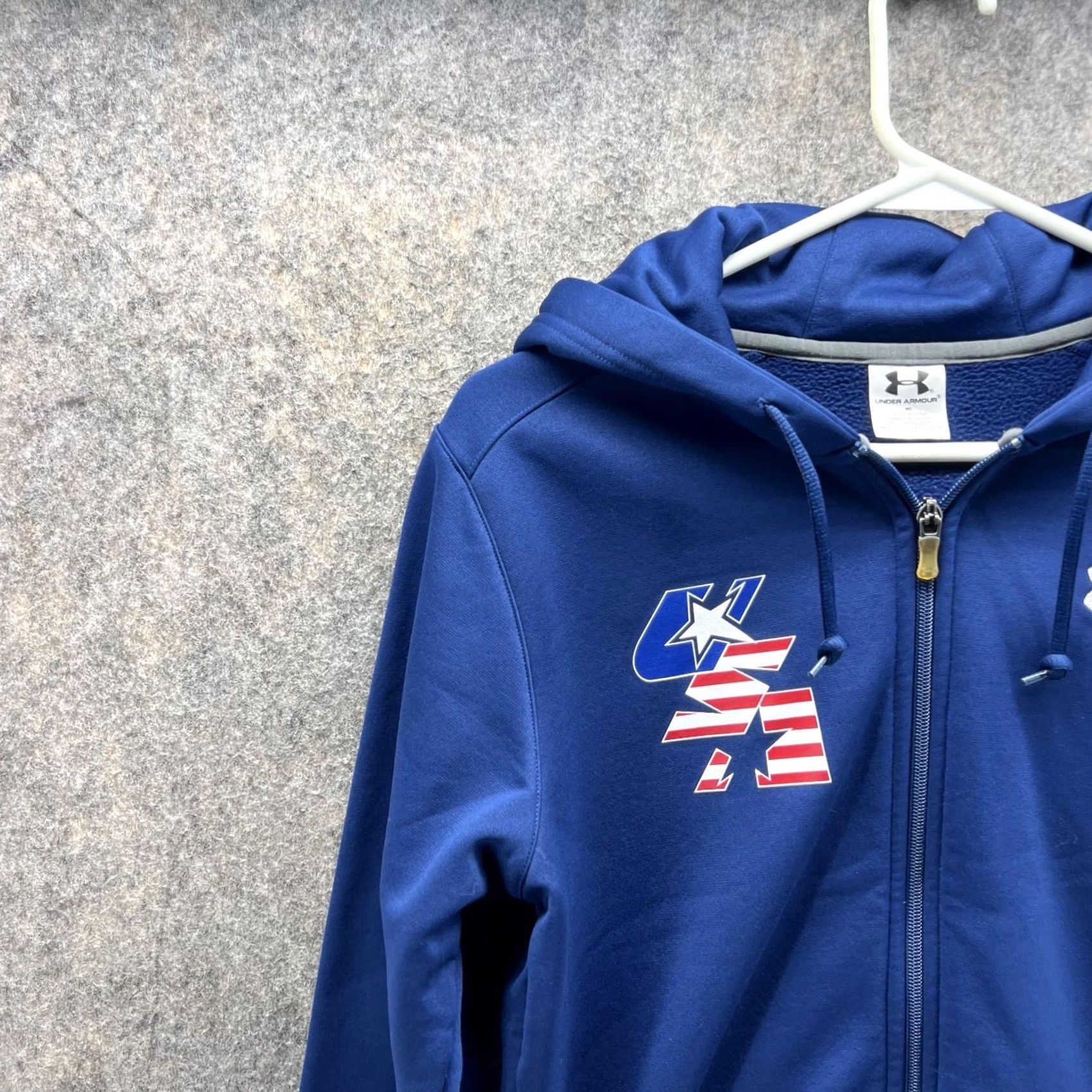 Under Armour Under Armour Sweater Women Medium Full Zip Hooded Navy Blue Polyester USA Shirt Size M / US 6-8 / IT 42-44 - 3 Thumbnail