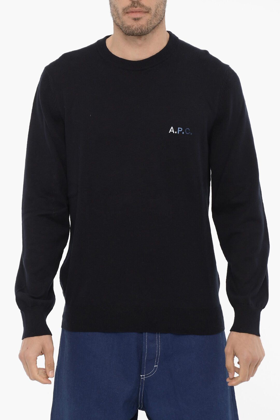 image of A P C Og1Mm0423 Crew Neck Sweater In Blue, Men's (Size Medium)