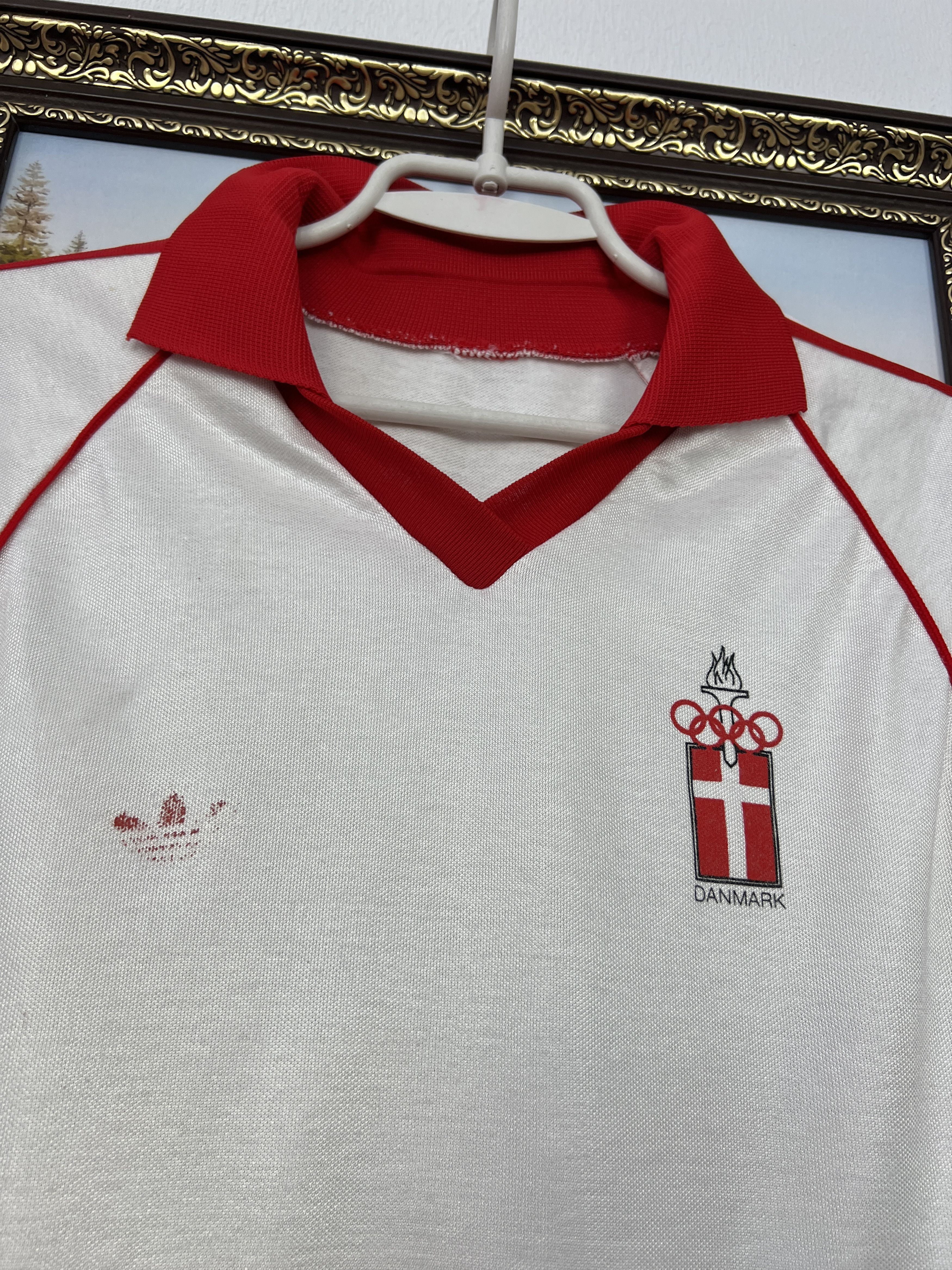 Adidas Vintage 80's Denmark Olympics Shirt Jersey Rare Trikot Size US L / EU 52-54 / 3 - 3 Thumbnail