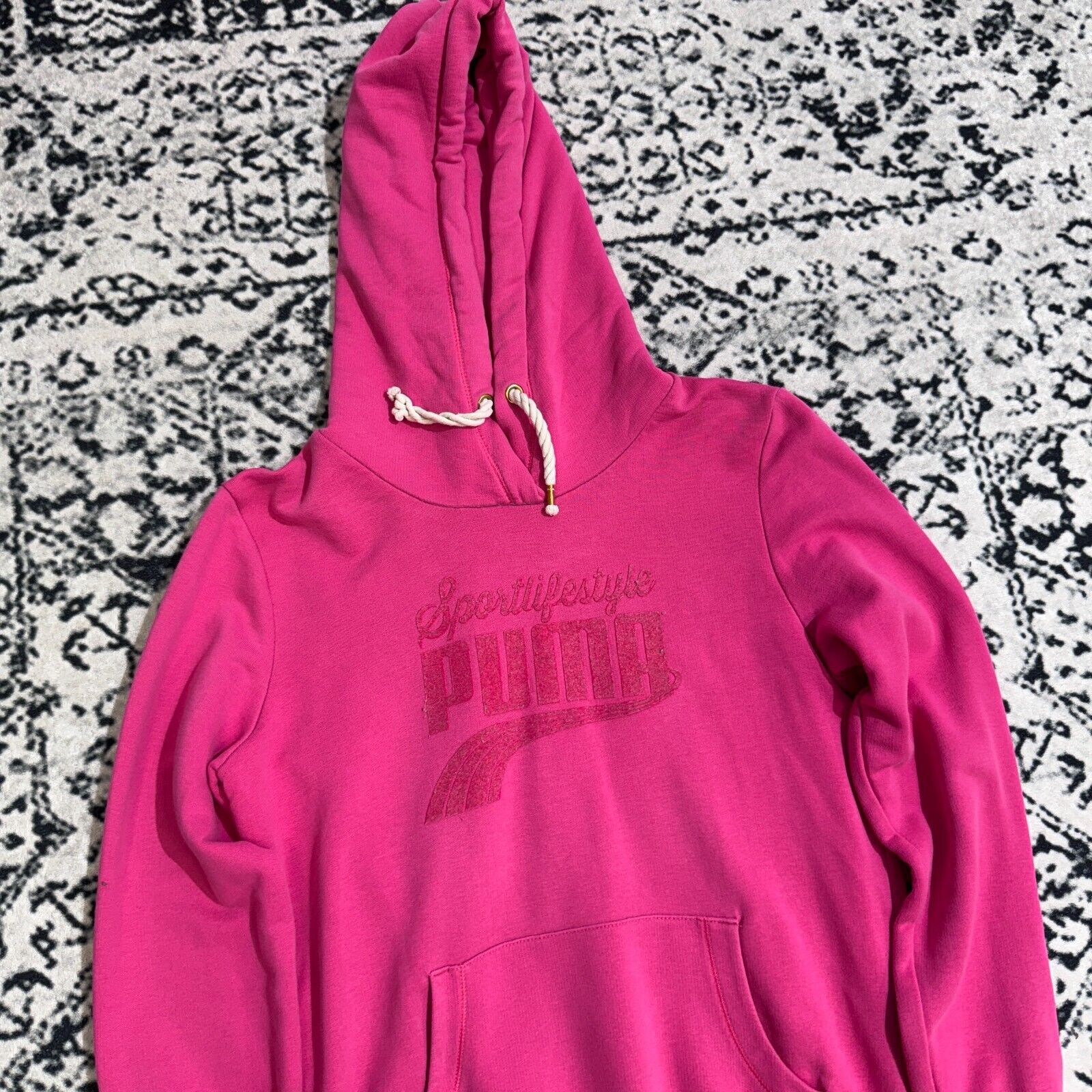 Puma × Vintage Vintage Puma Pink Cotton Hoodie Size S Y2K 90s Running Sport Size US S / EU 44-46 / 1 - 5 Thumbnail