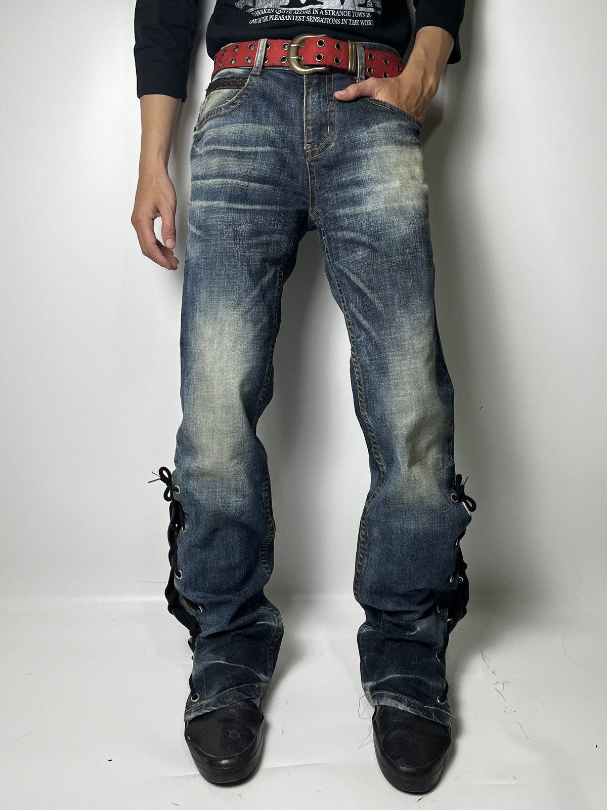 Japanese Brand Lace up flare clouds72 jeans ifsixwasnine lgb style Size US 32 / EU 48 - 5 Thumbnail