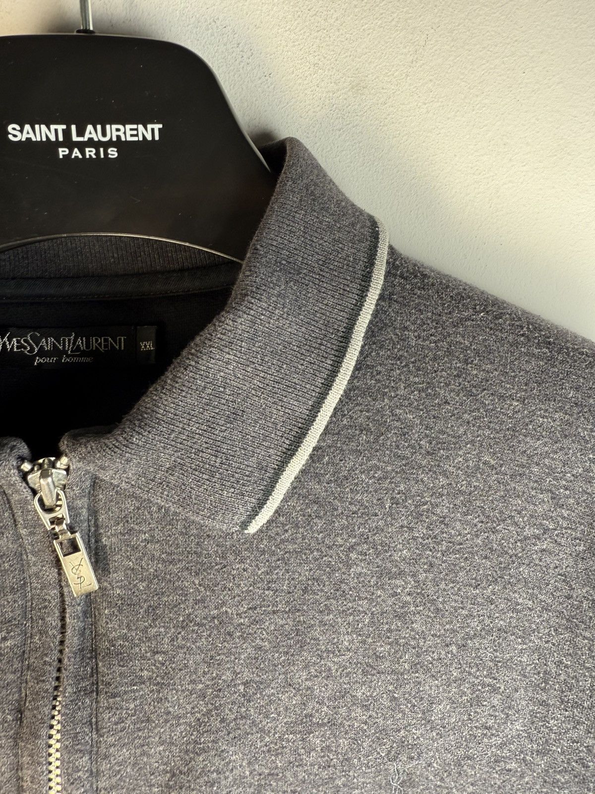 Yves Saint Laurent 90s YSL Sweatshirt 1/4 Quarter Zip Grey Vintage Sweater Size US XXL / EU 58 / 5 - 9 Thumbnail