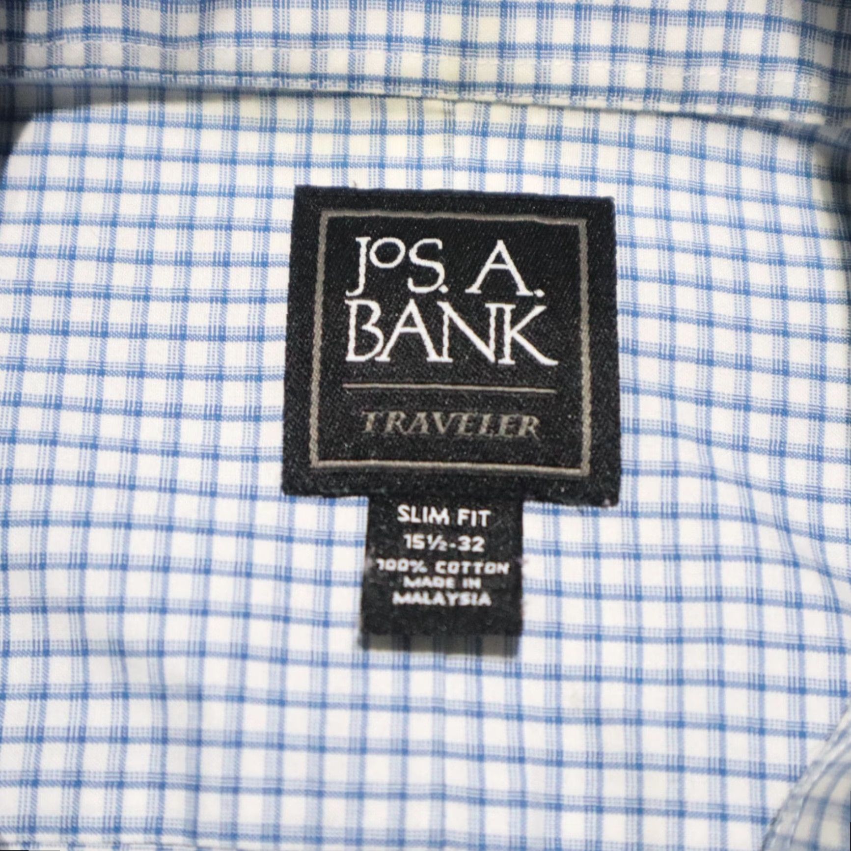 Jos. A. Bank Jos A Bank Shirt Men 15.5 32 Blue Check Traveler Button-Up Long Sleeve Cotton Size US L / EU 52-54 / 3 - 3 Thumbnail