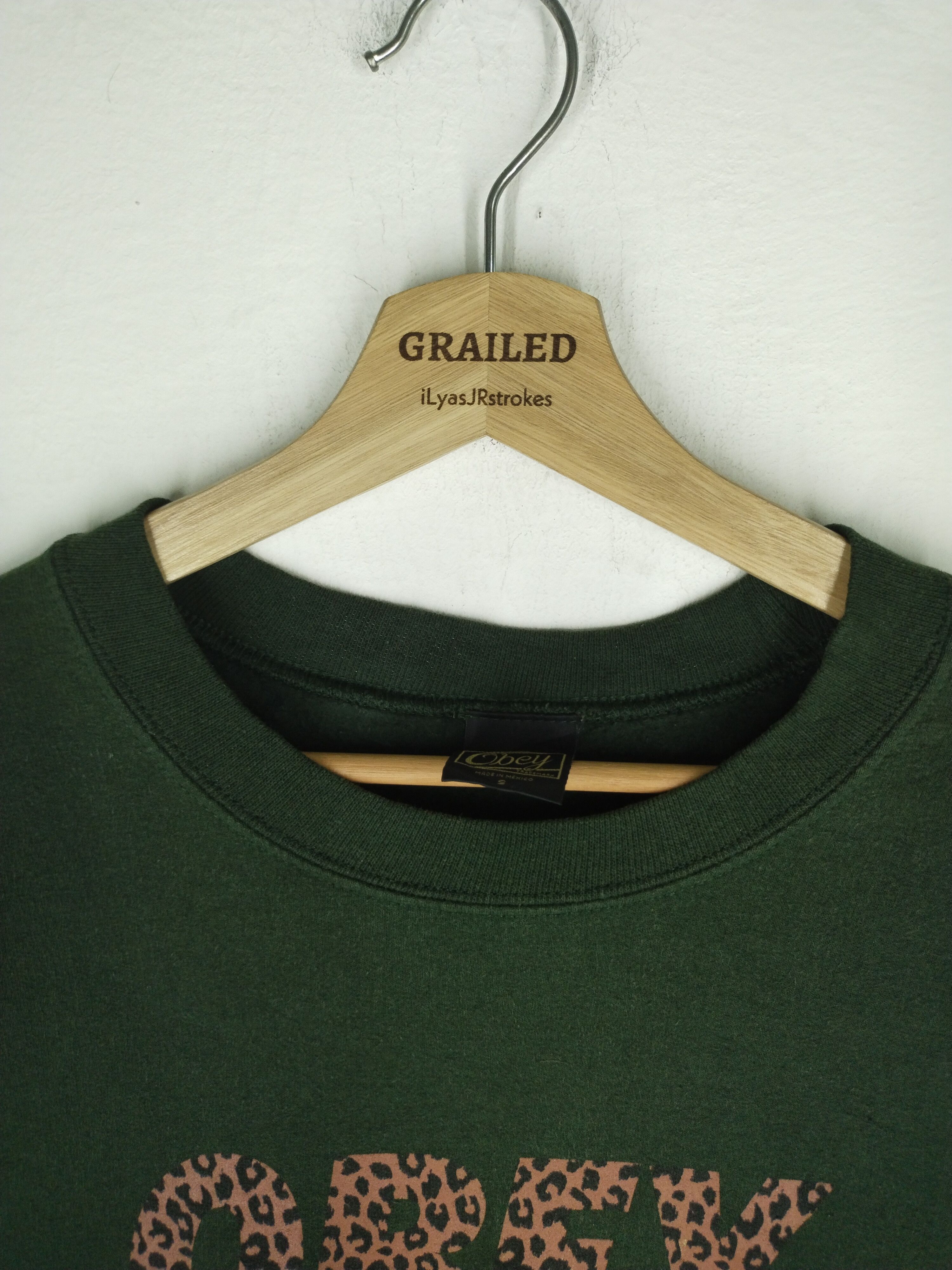 Obey × Vintage Vtg 90's Obey Box Logo Green Sweatshirt Size US S / EU 44-46 / 1 - 13 Thumbnail