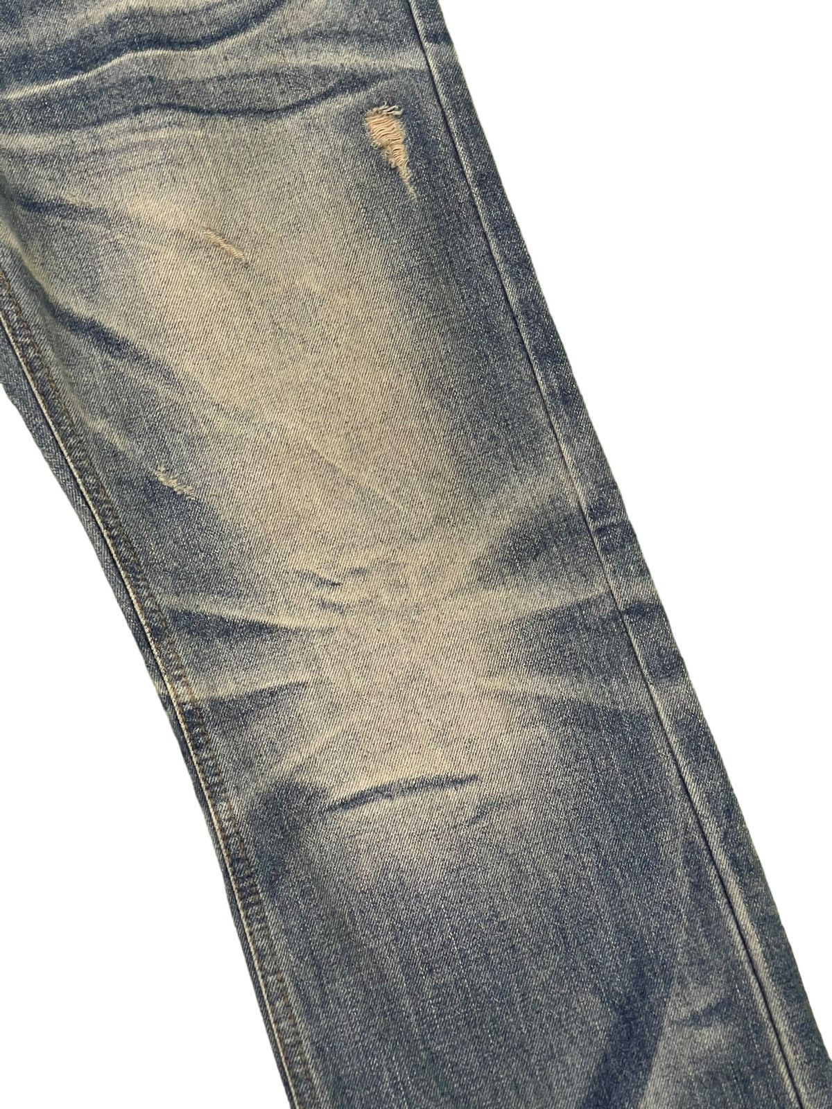 Japanese Brand Slim Jeans Improves Faded Distress Denim 8🟦7 Size US 35 - 7 Thumbnail