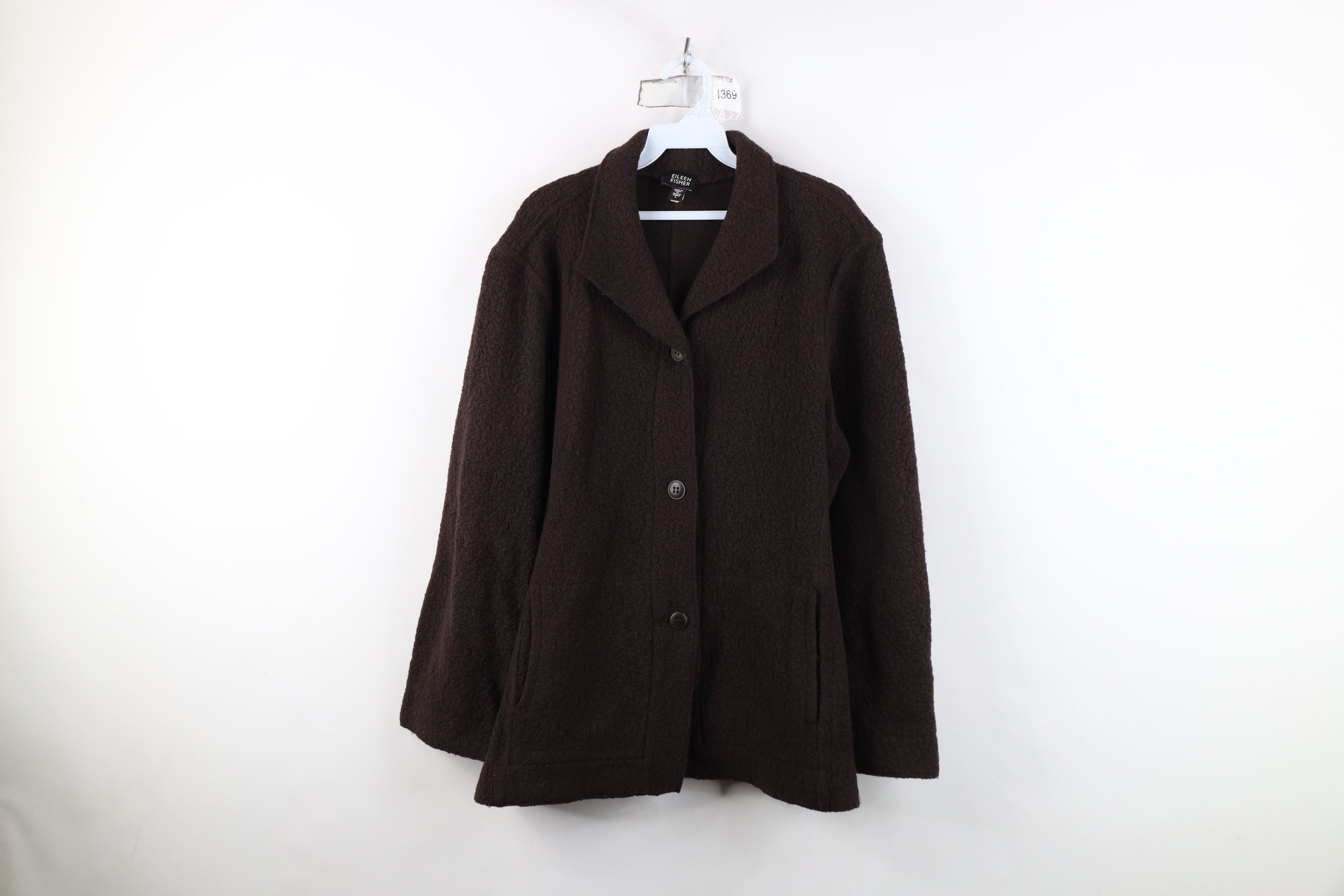 Eileen Fisher Eileen Fisher Virgin Wool Knit Button Sweater Jacket Brown Size L / US 10 / IT 46 - 1 Thumbnail