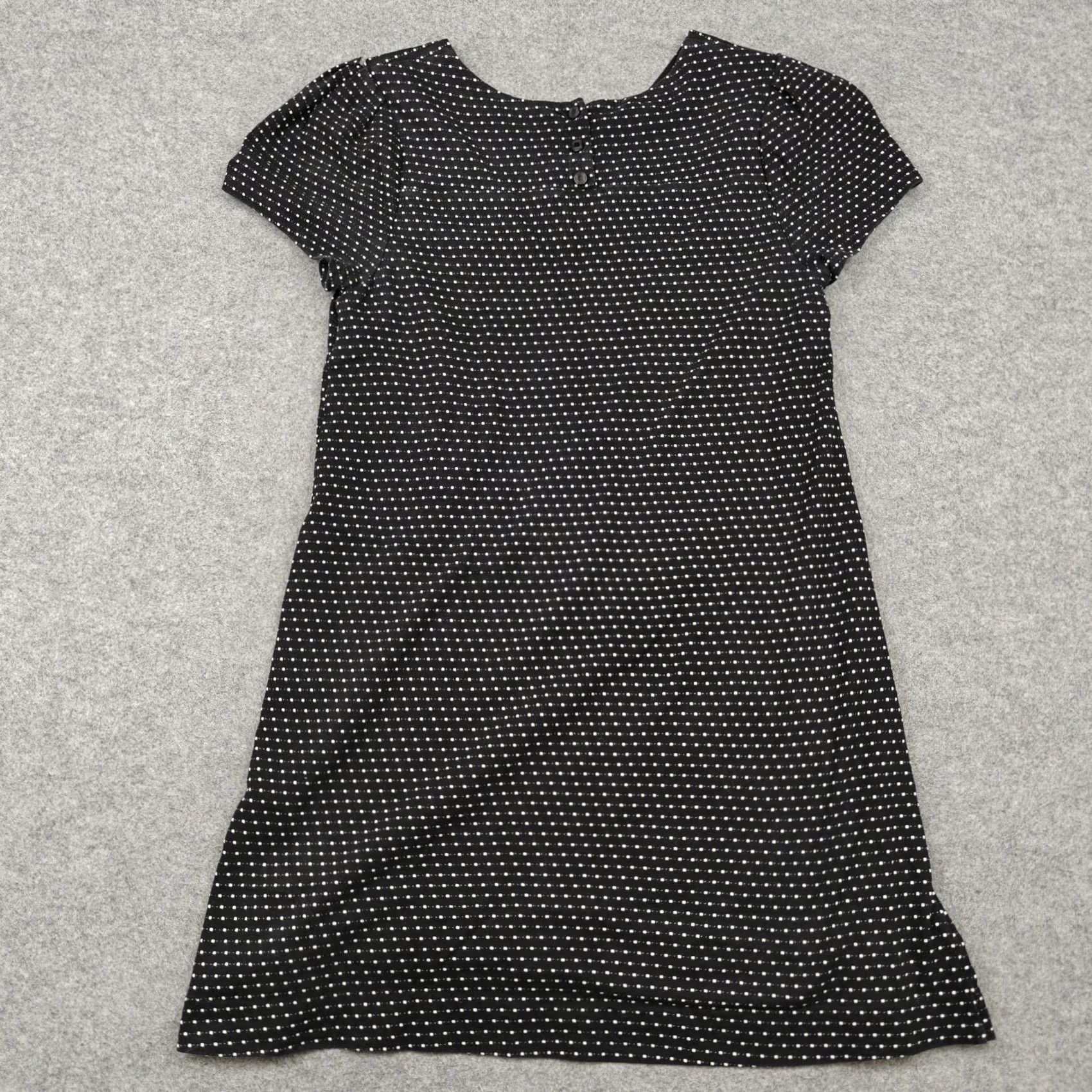 Vintage Maeve Anthropologie Dress Womens M Black Polka Dot Knit Shift Short Sleeve Mini Size 32" / US 10 / IT 46 - 6 Thumbnail