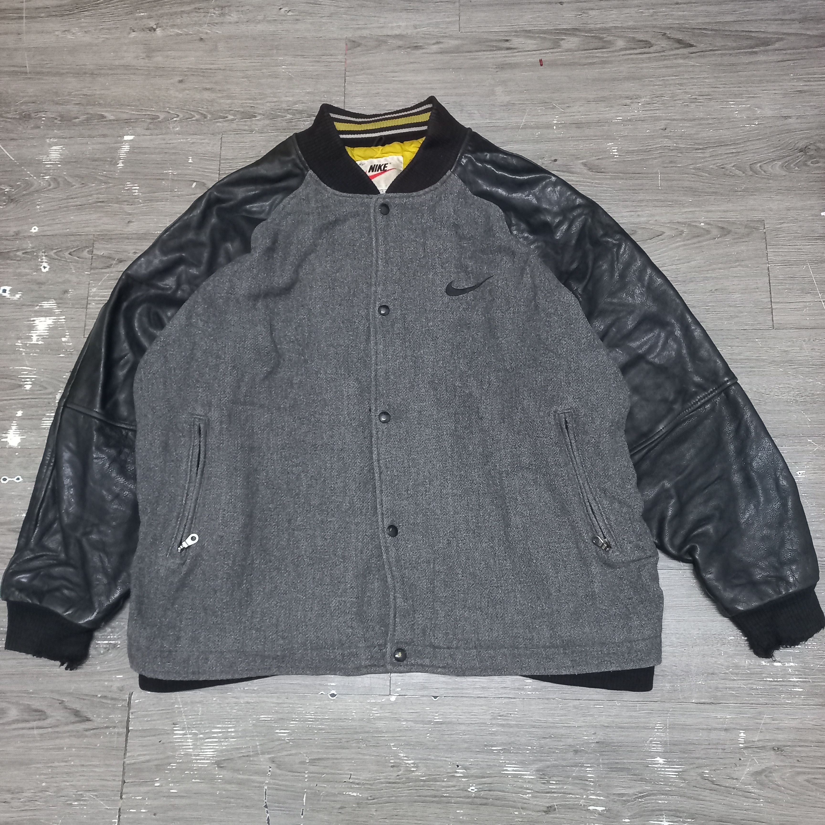 Nike × Vintage Vintage nike varsity leather bomber jacket Size US XXL / EU 58 / 5 - 7 Thumbnail