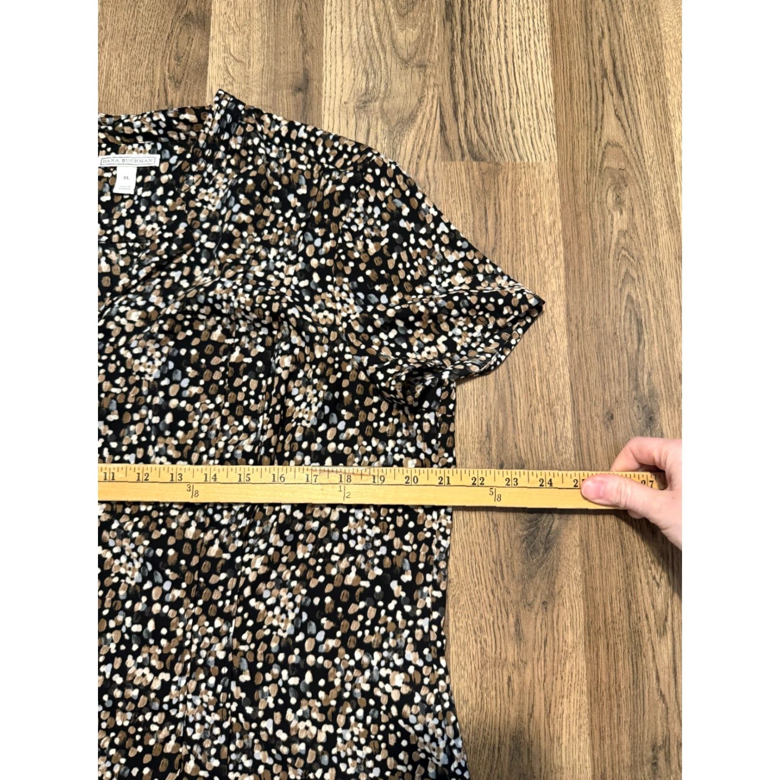 Vintage VINTAGE Dana Buchmann Shirt Women's XL Brown White Black Allover Print Button Up Size XL / US 12-14 / IT 48-50 - 7 Thumbnail