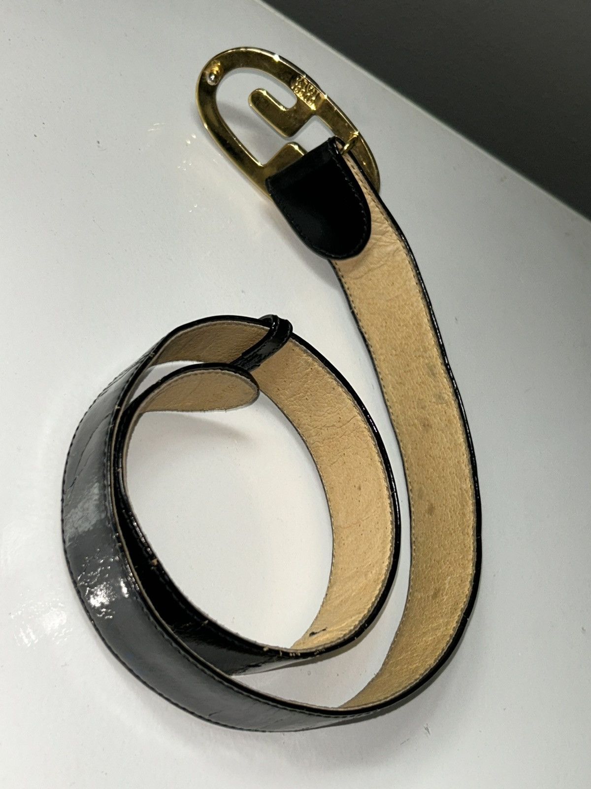 Gucci Gucci Patent Leather Belt w/ Gold & Silver GG Buckle size 26 Size ONE SIZE - 7 Thumbnail