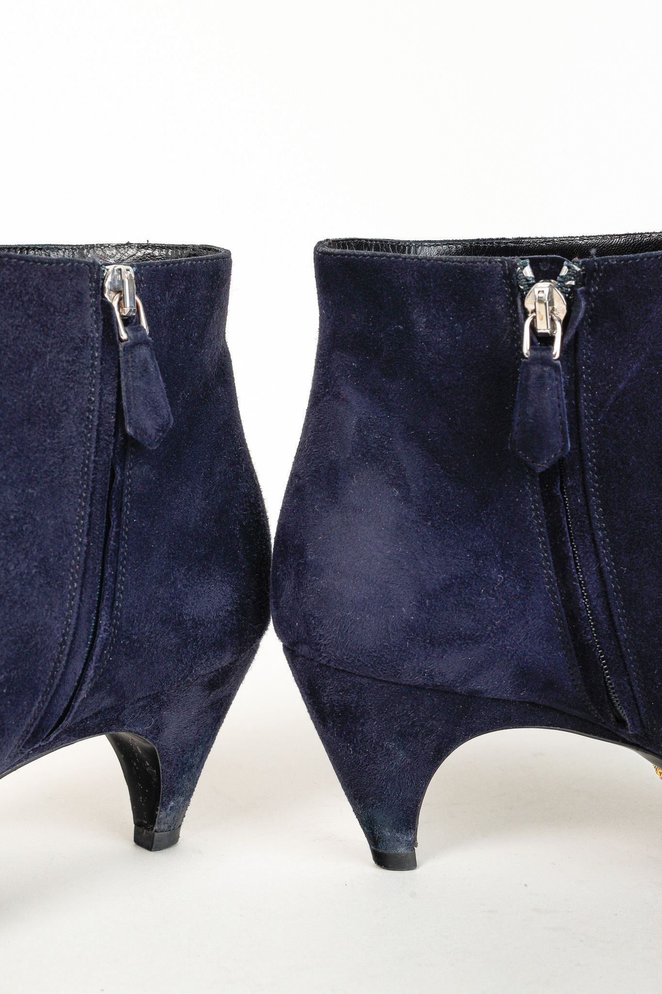 Prada Prada Blue Suede Tapered Heel Booties Size US 8 / IT 38 - 8 Thumbnail