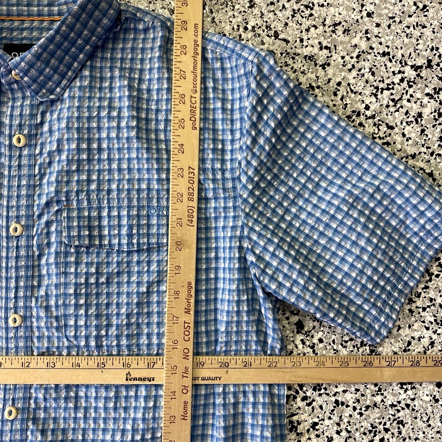 Orvis Orvis Men's Short Sleeve Seersucker Shirt Blue Check Pattern Size L Size US L / EU 52-54 / 3 - 2 Thumbnail