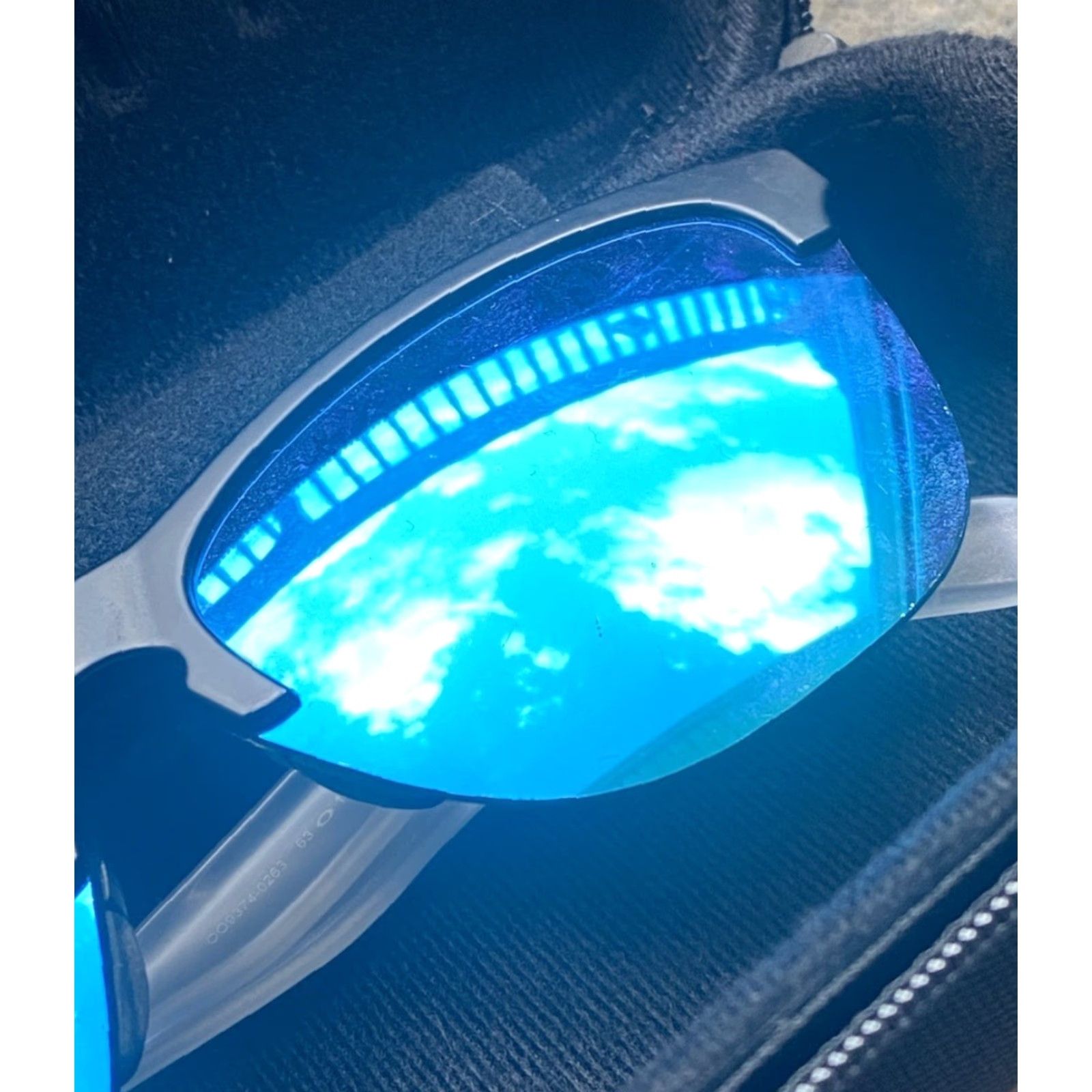 Oakley Oakley Frogskins Sunglasses Unisex Adults Clear/Black Frame Prizm Sapphire Blue Reflective Lenses Size ONE SIZE - 3 Thumbnail