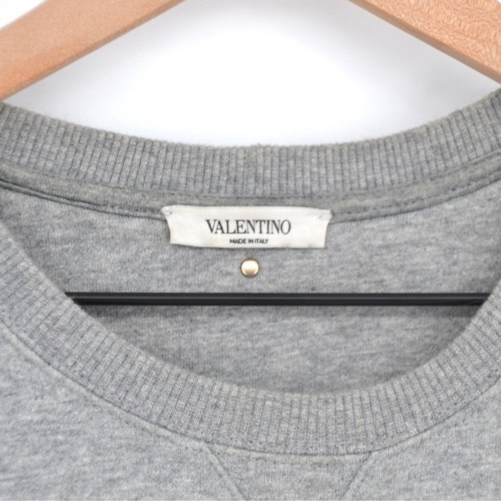 Valentino Valentino Made in Italy Gray Crewneck Contrast Zip Pocket –M Size US M / EU 48-50 / 2 - 8 Thumbnail