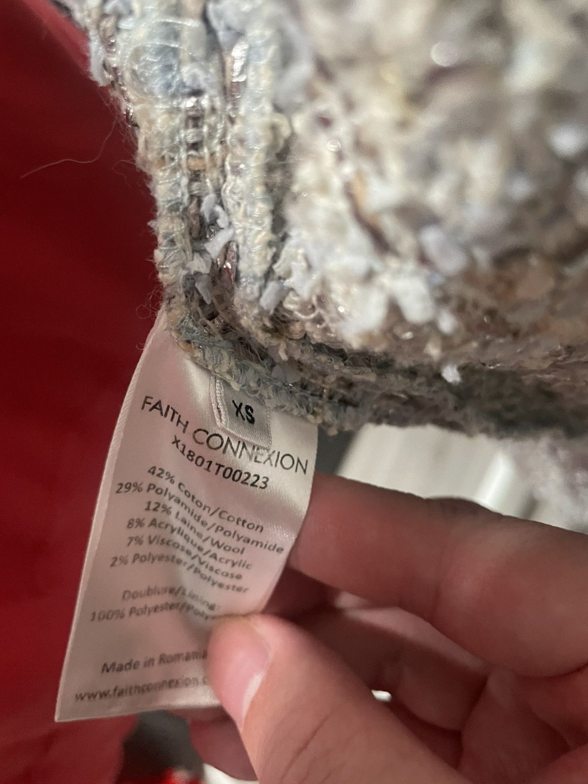 Faith Connexion Oversized Tweed Blue Jacket/Shirt Size US XS / EU 42 / 0 - 4 Thumbnail