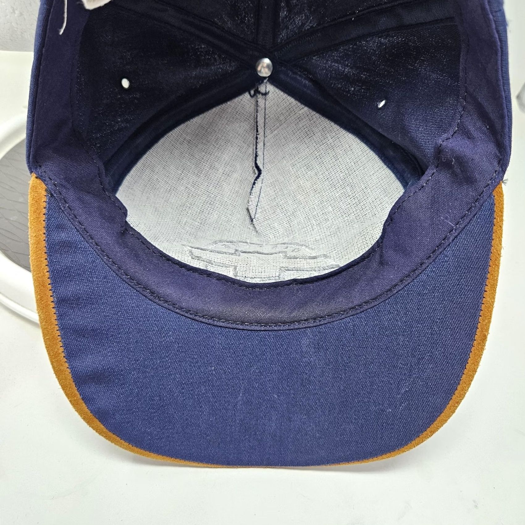 Vintage VINTAGE Chevrolet Hat Cap Snap Back Blue Brown Mens Auto Racing Throwback 90s Baseball Cap One Size Blue Adults Mens Size ONE SIZE - 6 Thumbnail