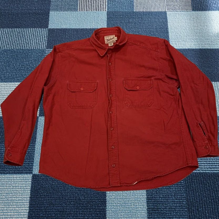 Vintage VINTAGE Woolrich Shirt Men XL Button-Up Red Long Sleeve Canvas Outdoorwear 90s Grunge Casual Workwear Size US XL / EU 56 / 4 - 1 Thumbnail