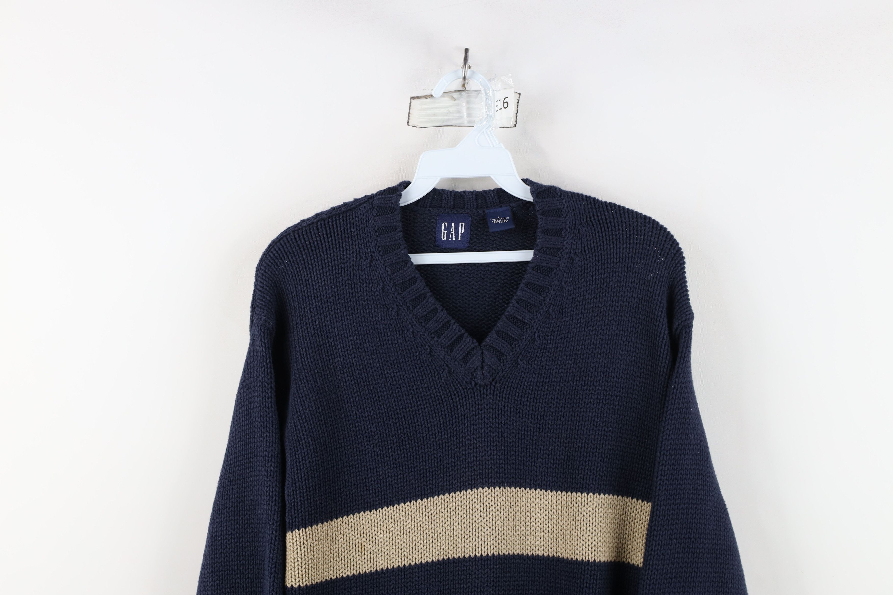 Gap Vintage Y2K 2001 Gap Block Heavyweight Cotton Knit Sweater Size US L / EU 52-54 / 3 - 2 Thumbnail