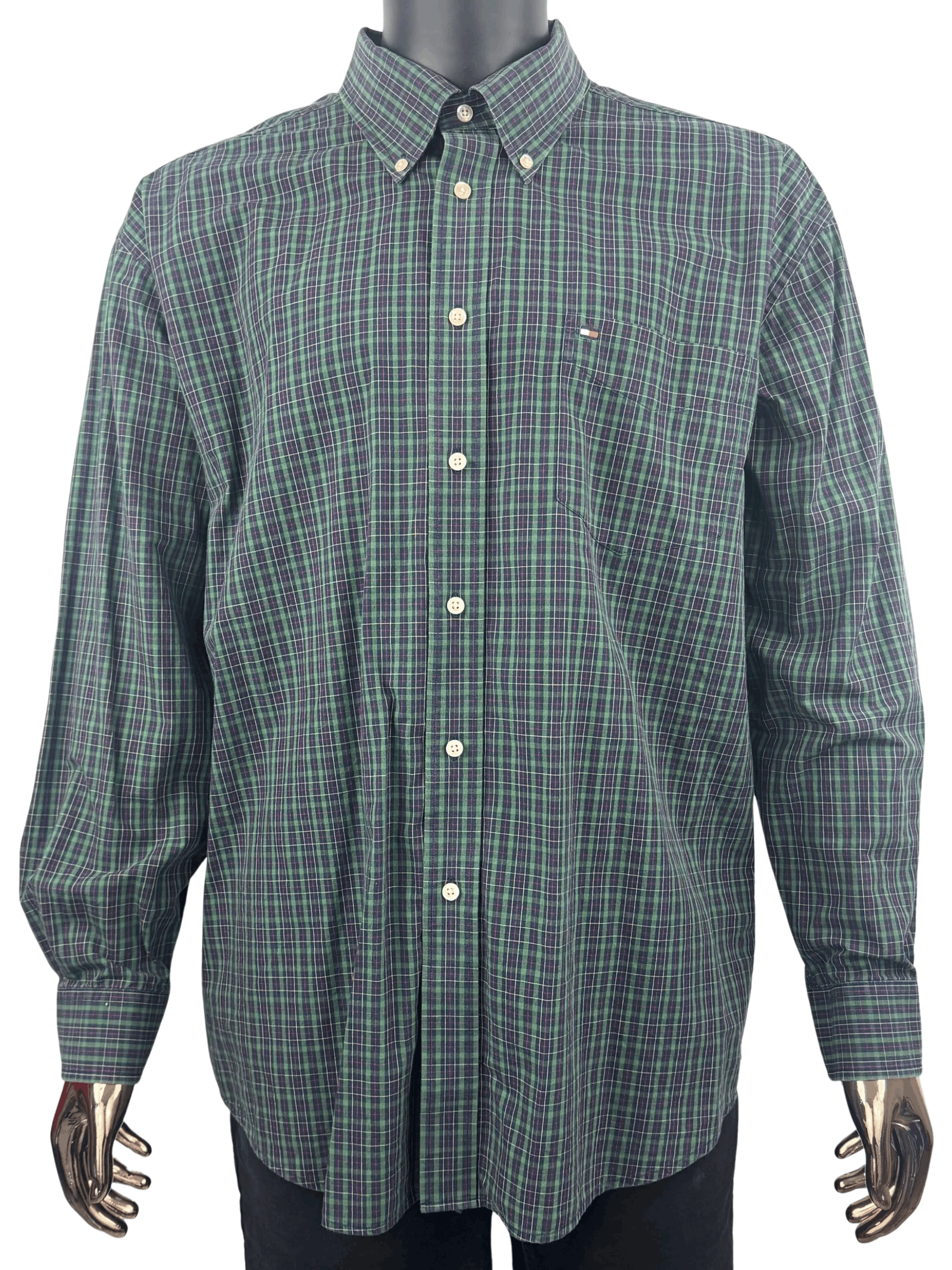 Tommy Hilfiger VTG Tommy Hilfiger Regular Fit Plaid Stretch Oxford Shirt Size US XL / EU 56 / 4 - 2 Thumbnail