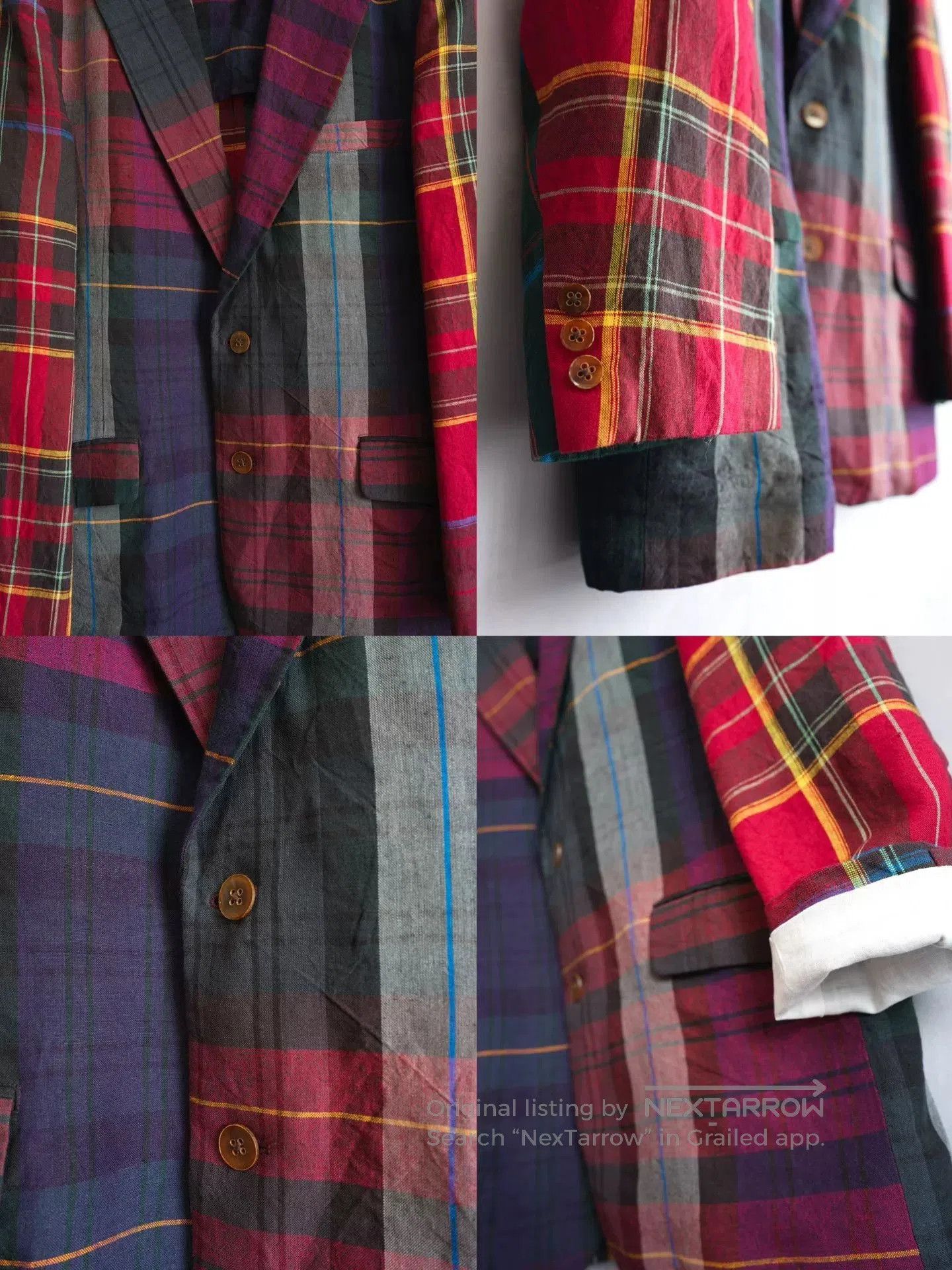 Yohji Yamamoto yohji yamamoto plaid jacket with leather details. Size US M / EU 48-50 / 2 - 5 Thumbnail