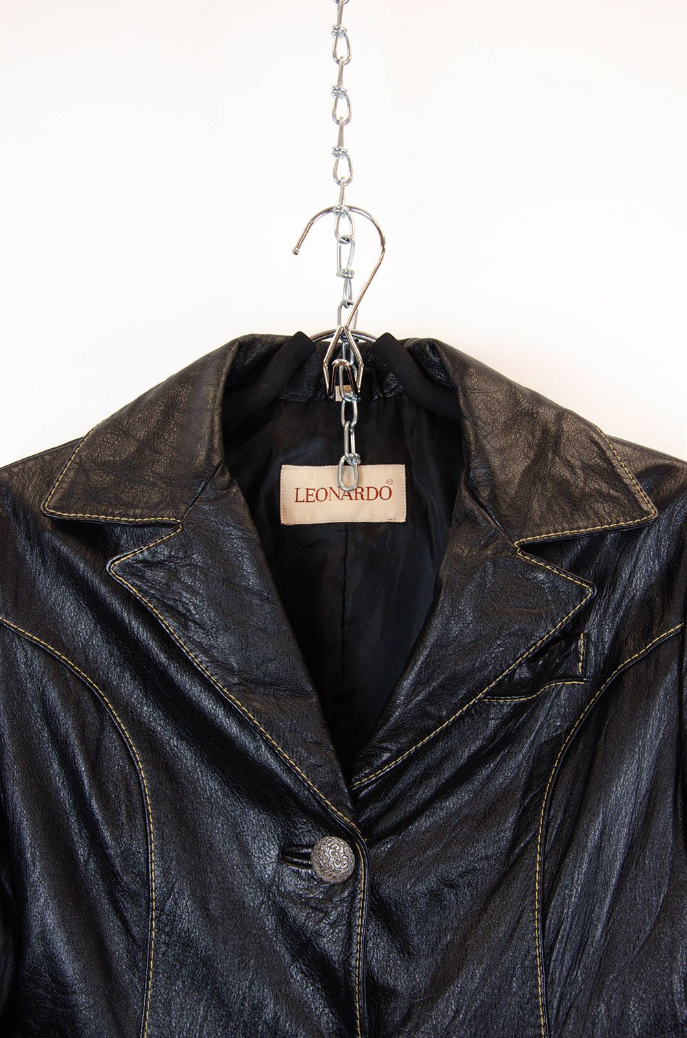 Vintage LEONARDO Vintage Leather Blazer S/M – Black Size S / US 4 / IT 40 - 5 Thumbnail