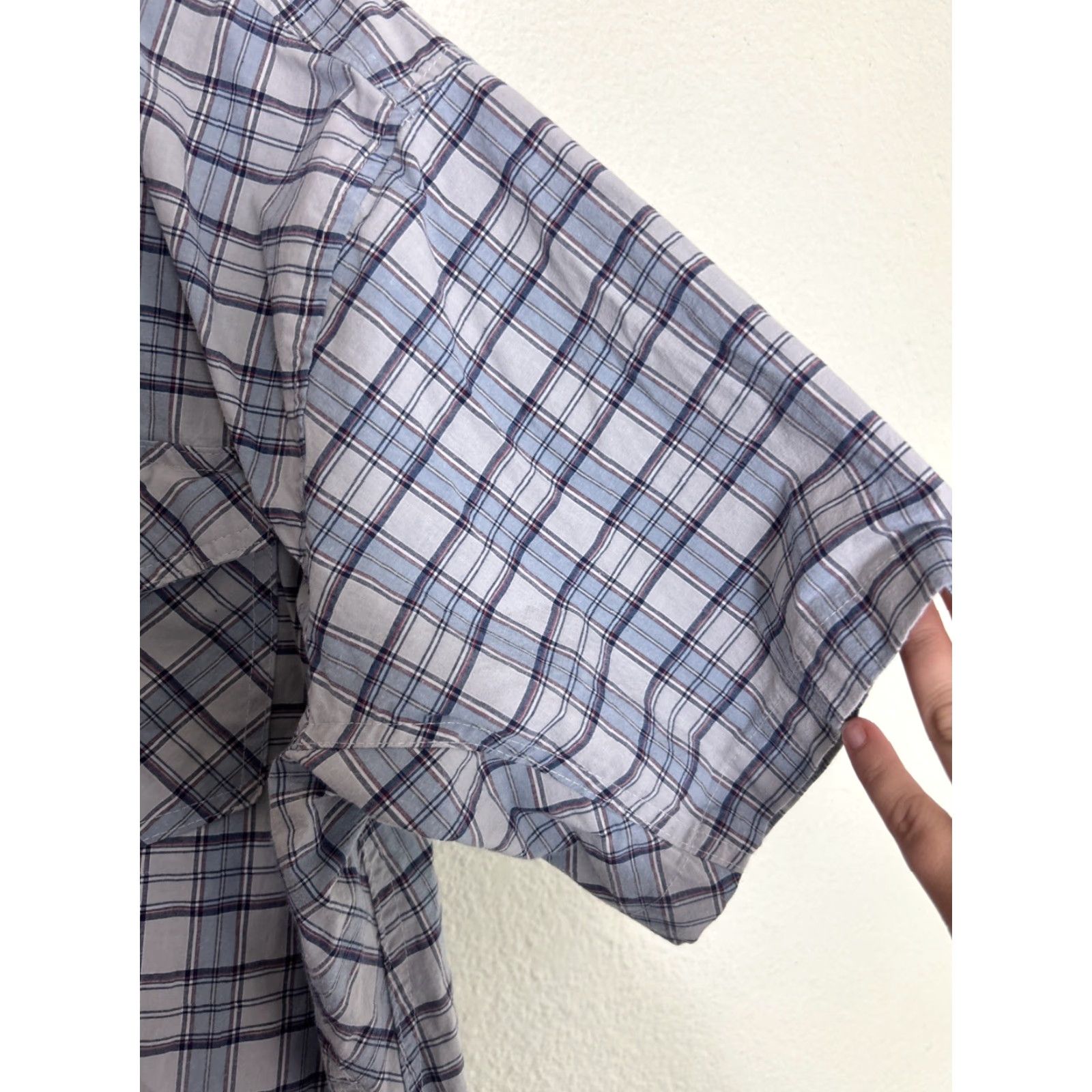 Vintage Noble Outfitters Mens XXL Short Sleeve Pearl Snap Shirt Blue Plaid Cotton Shirt Size US XXL / EU 58 / 5 - 5 Thumbnail
