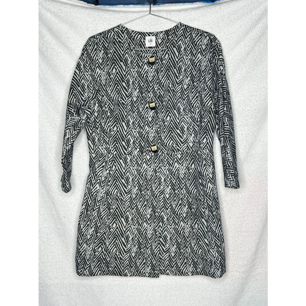 Other Zigzag Knit Coat 3/4 Sleeve Button Front Longline Style Size M / US 6-8 / IT 42-44 - 9 Thumbnail