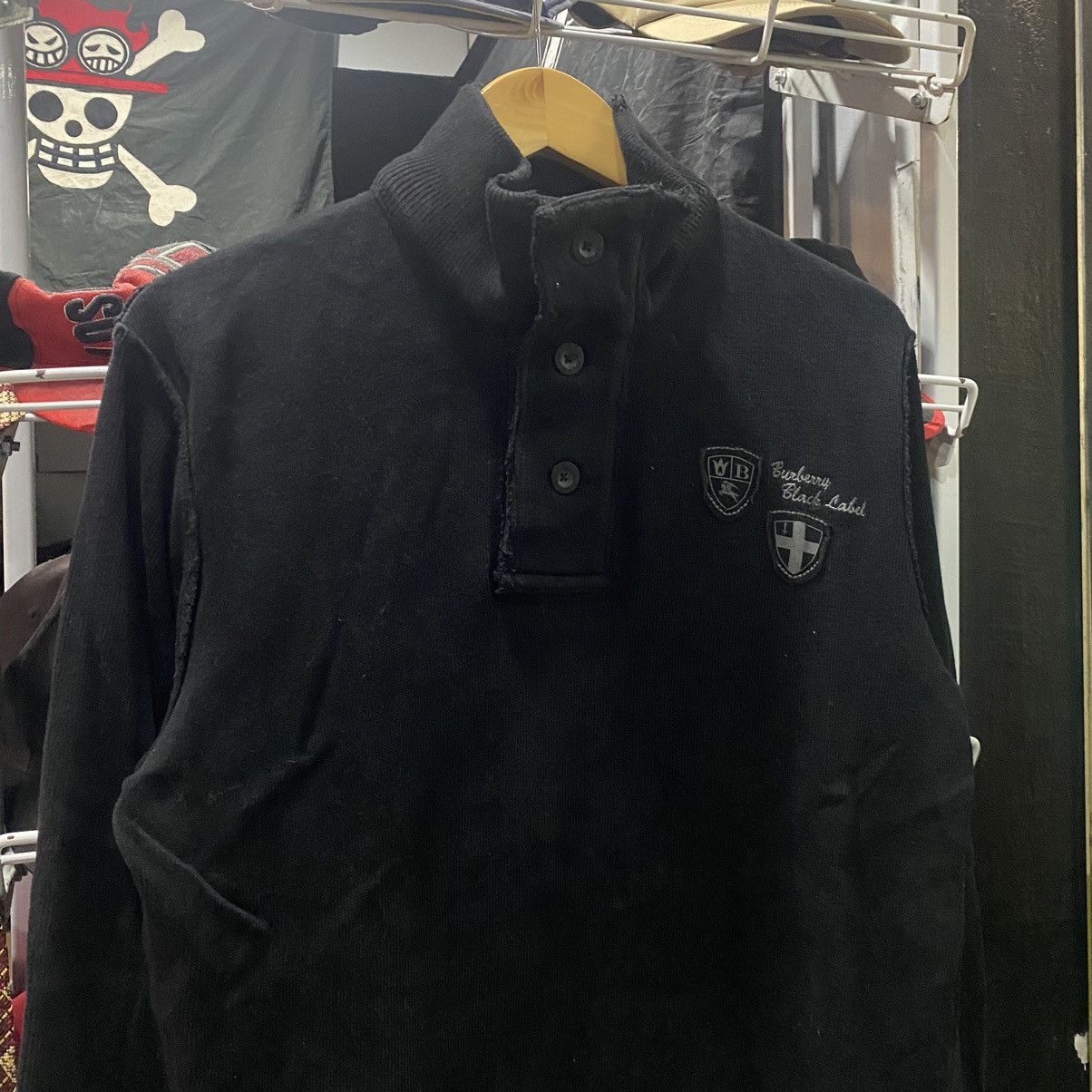 Burberry × Vintage Burberry Black Label Half Zip Button Up Patches Logo Sweater Size US L / EU 52-54 / 3 - 3 Thumbnail