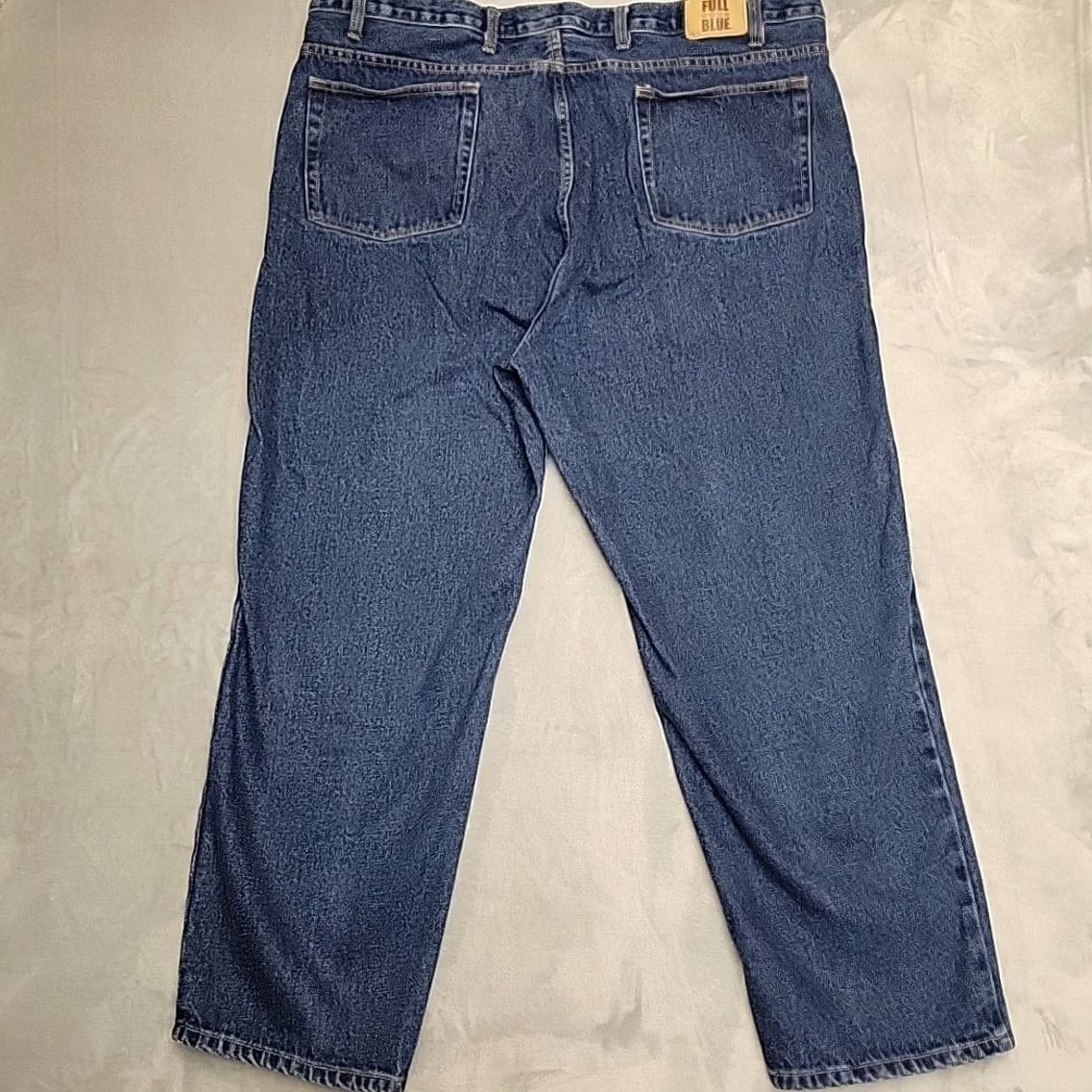 Denime FULL BLUE Jeans Mens 46x30 Blue Denim 100% Cotton Work Comfort Straight 5-Pocket Baggy American Western Belt Loops Size US 30 / EU 46 - 5 Thumbnail